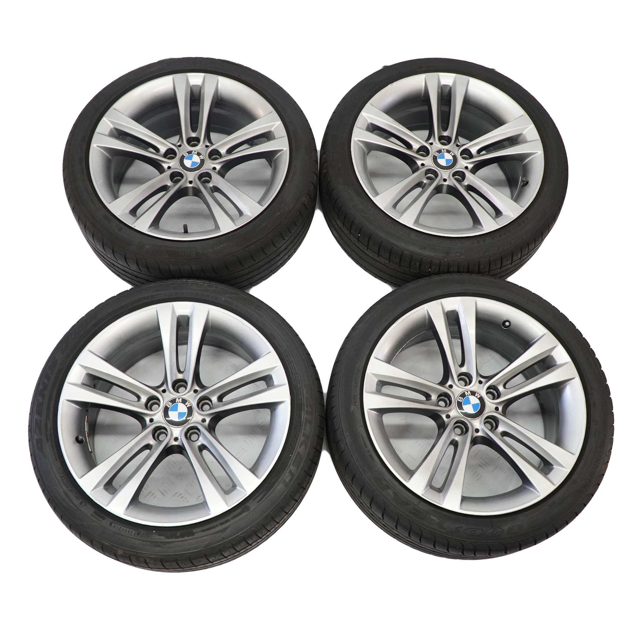 BMW F30 F32 Jeu Complet De 4 Jantes 18" Pneus Rayons Doubles 397 Ferricgrey