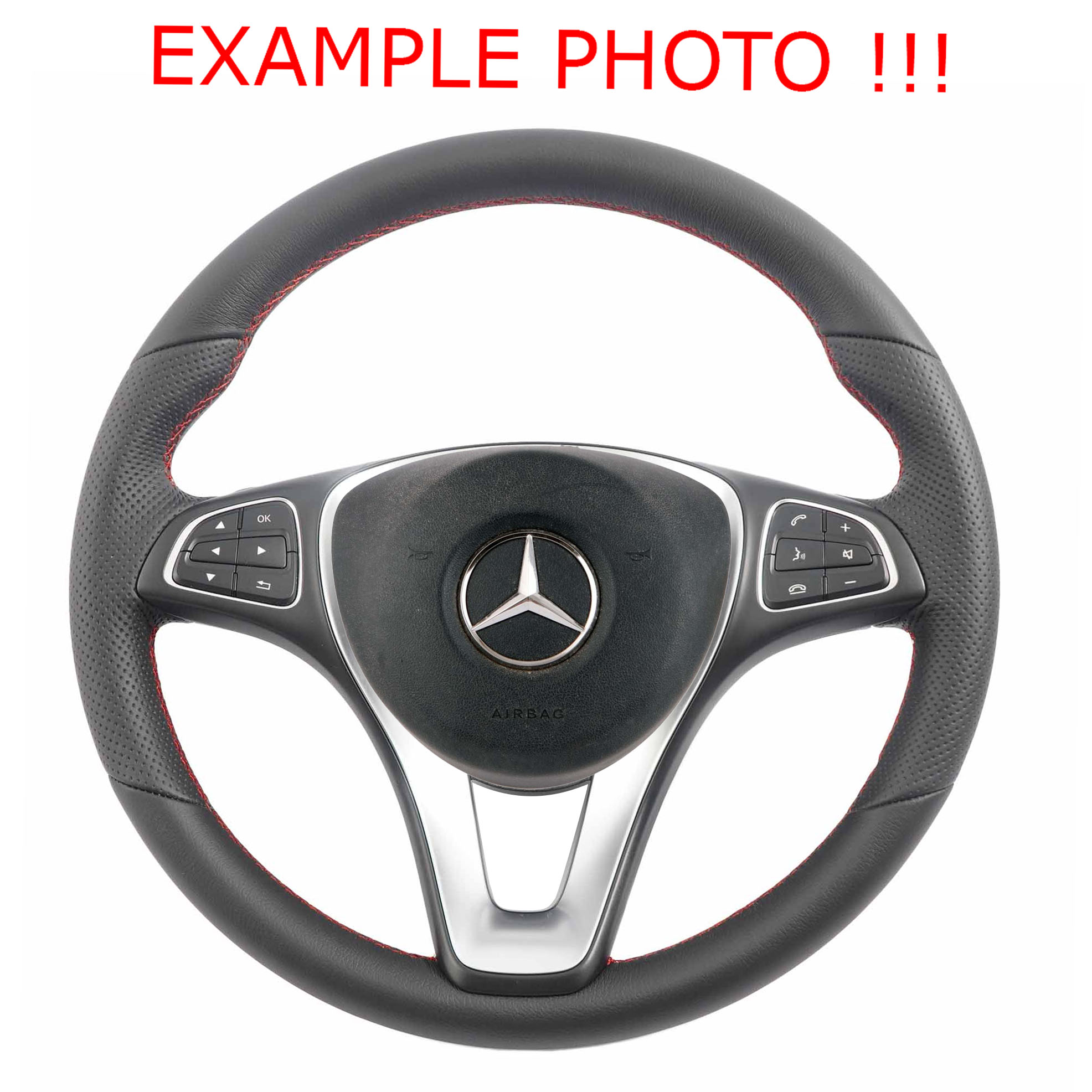 Volant Mercedes W176 C117 NOUVEAU Cuir Noir avec Fil Rouge A0014609003