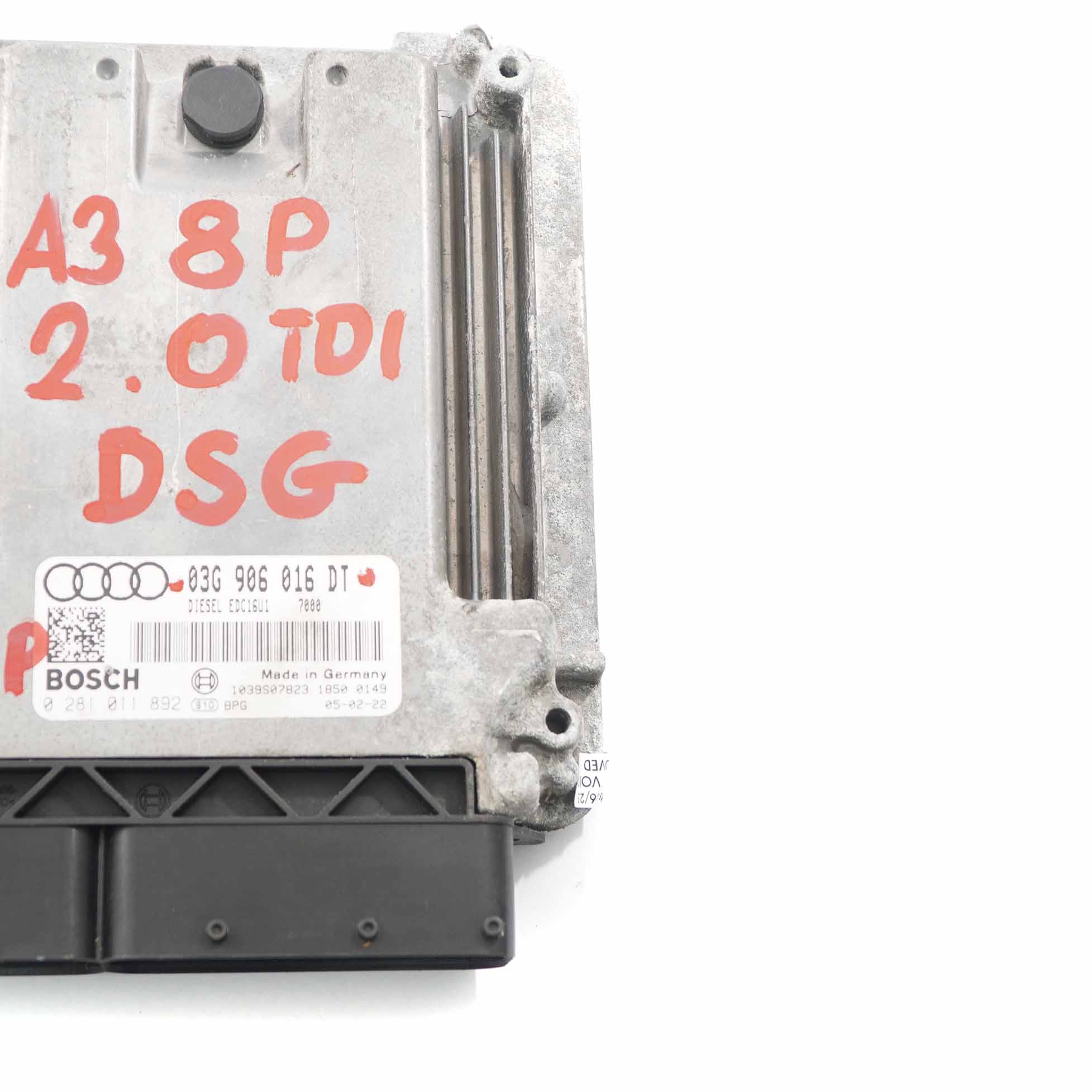 Audi A3 8P 2.0 TDI 140HP Diesel Engine Control Unit ECU Module DSG 03G906016DT