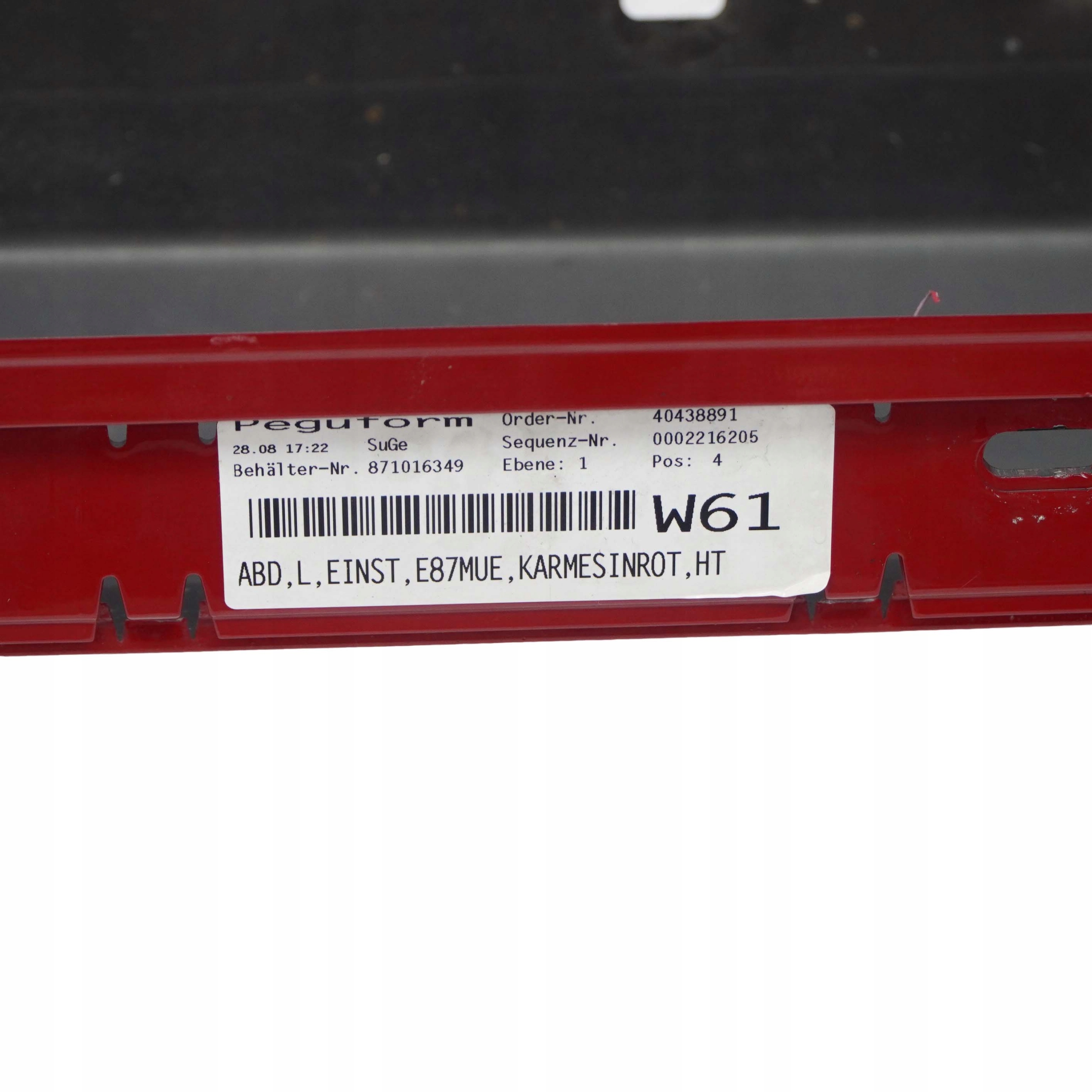 BMW E87 LCI Bas de Porte Couverture Seuil A Gauche Rouge Carmin Rouge - A61