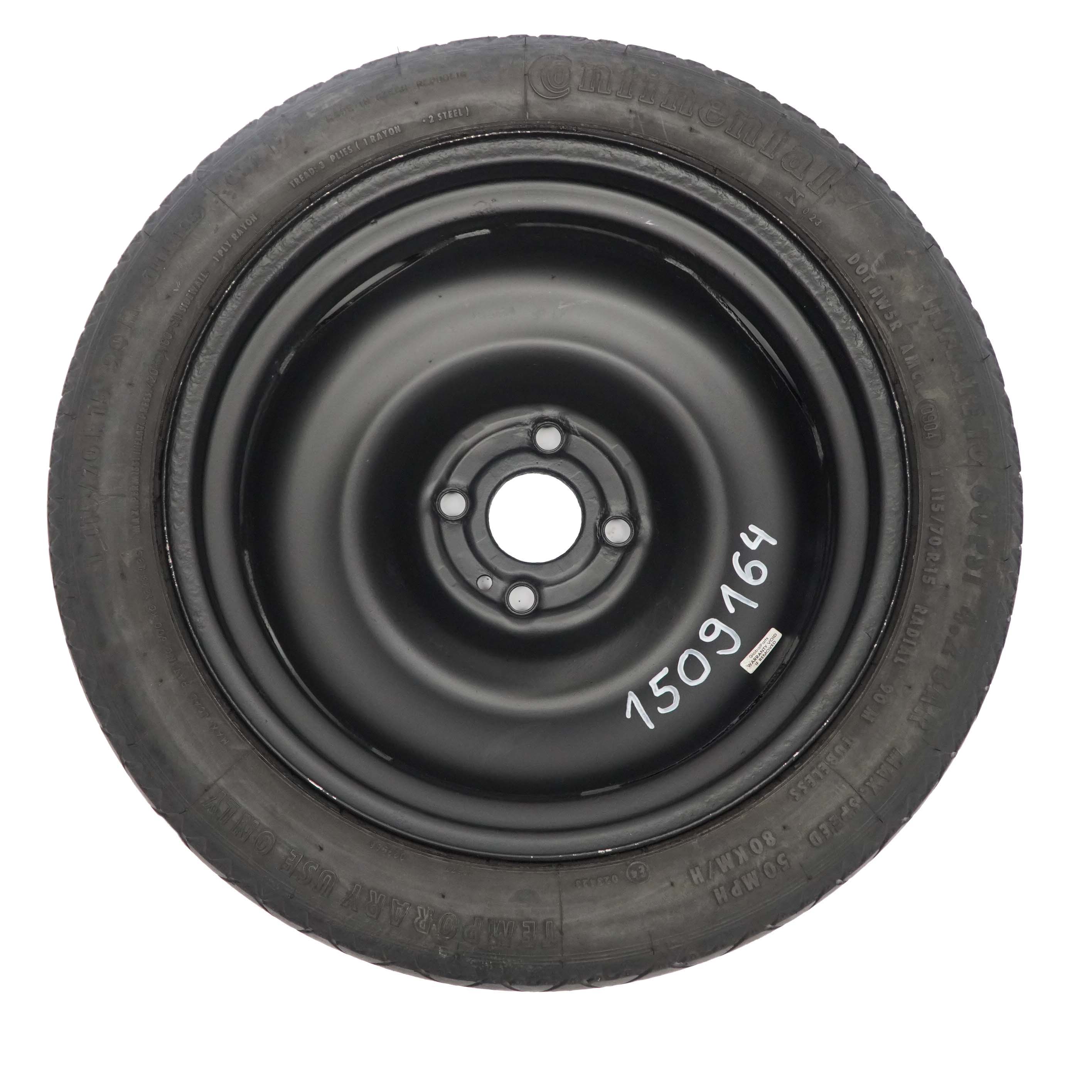 Mini Cooper R50 R55 R56 Compact Spare Wheel Steel Black 115/70 R15 1509164