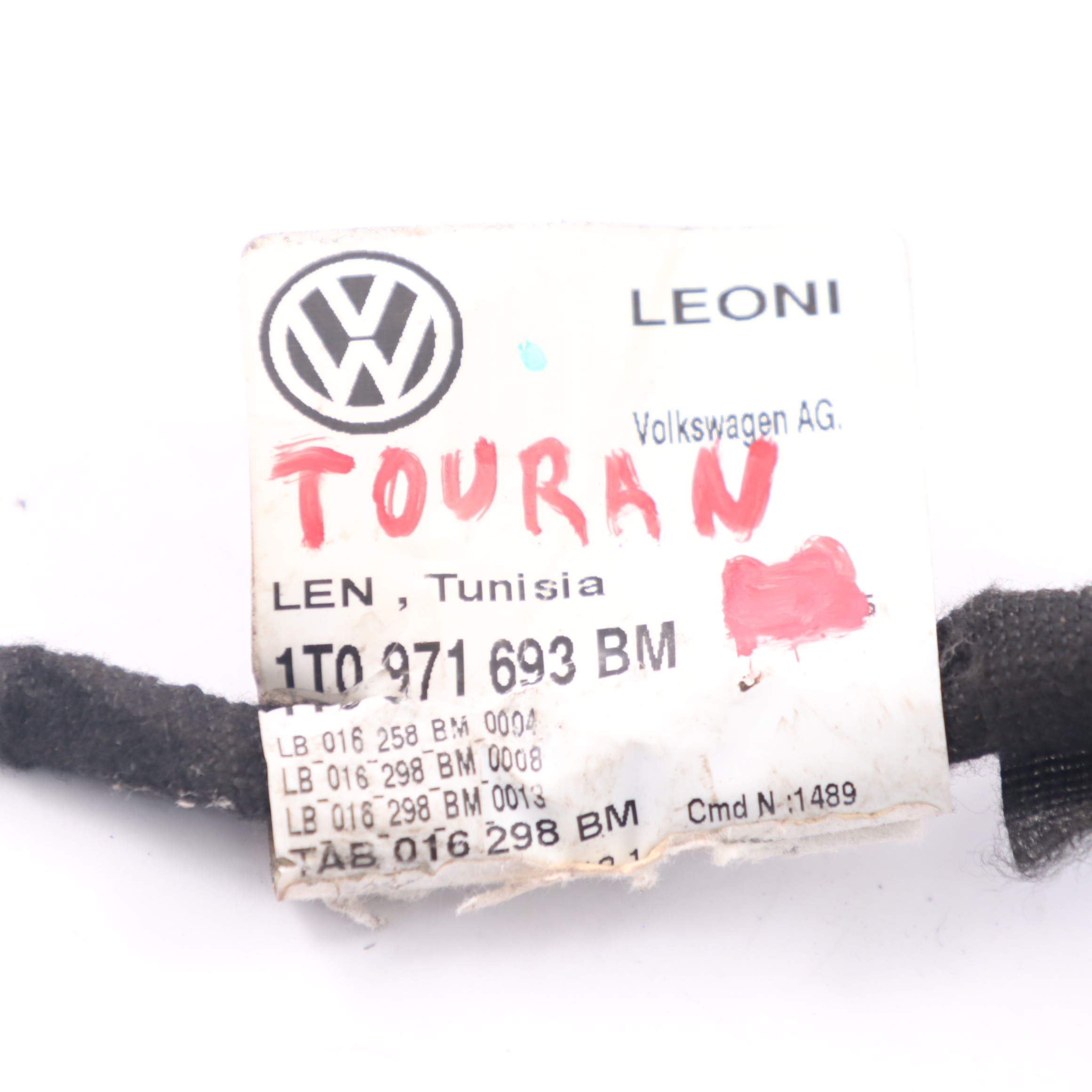 Volkswagen VW Touran Faisceau de porte Câble arrière gauche droite 1T0971693BM