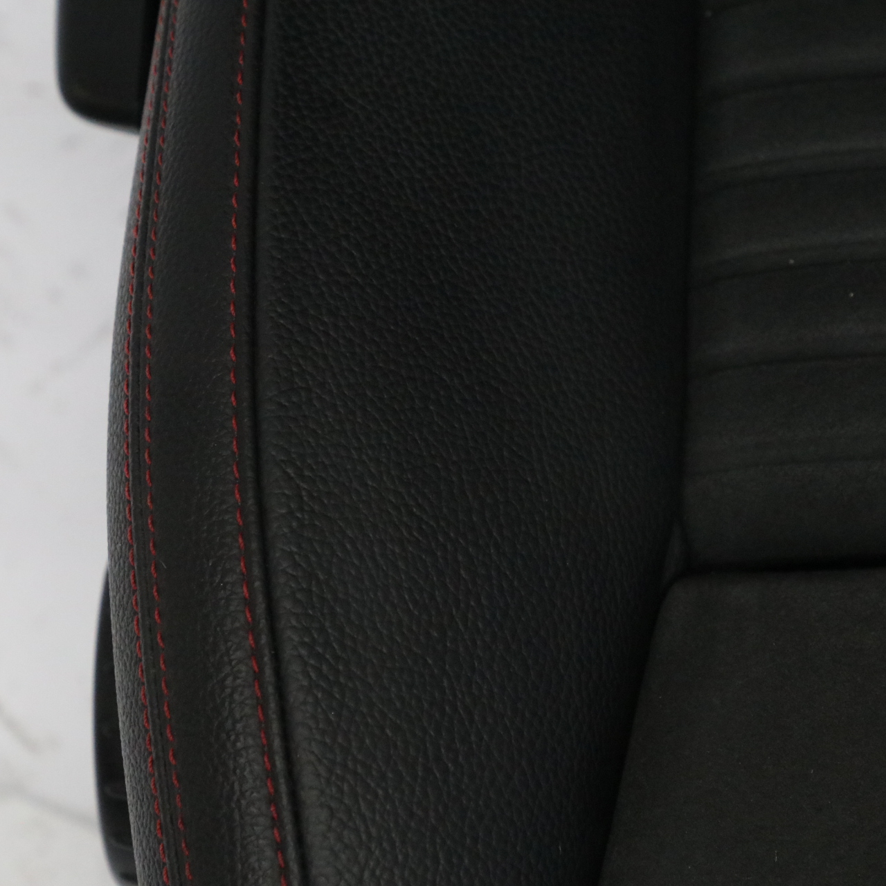 Front Seat Mercedes W176 Sport Right O/S Fabric Leather Black Red Threads