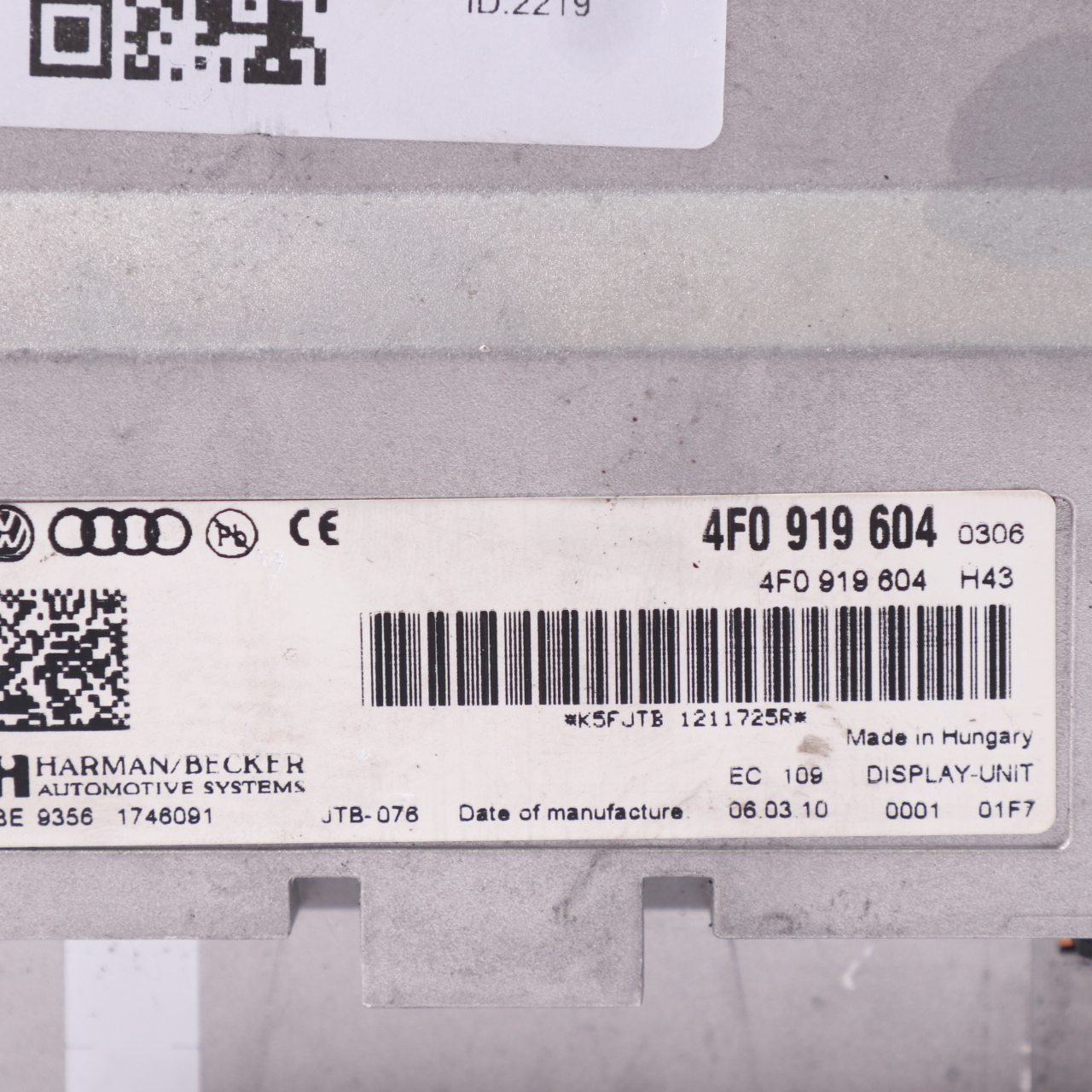 Audi A4 B8 AV10NEO Ecran d'affichage Radio Multimédia Navigation Sat 4F0919604