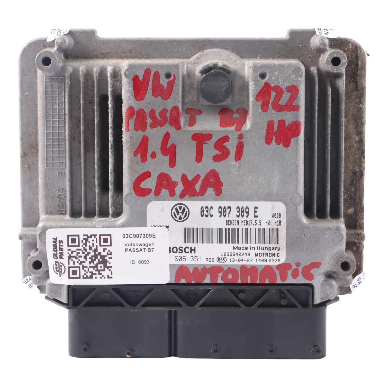 Volkswagen Passat B7 CAXA 122HP ECU Unité Contrôle Moteur Automatique 03C907309E