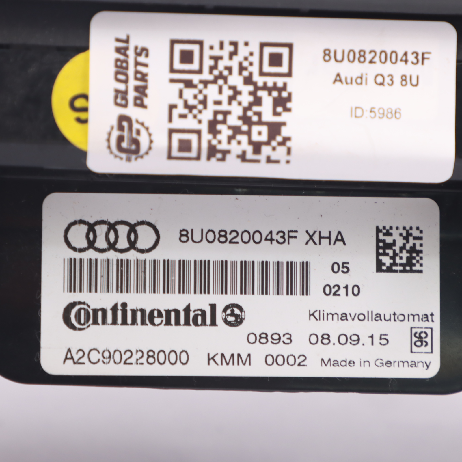 Audi Q3 8U A/C Panneau de commande de climatisation 8U0820043F