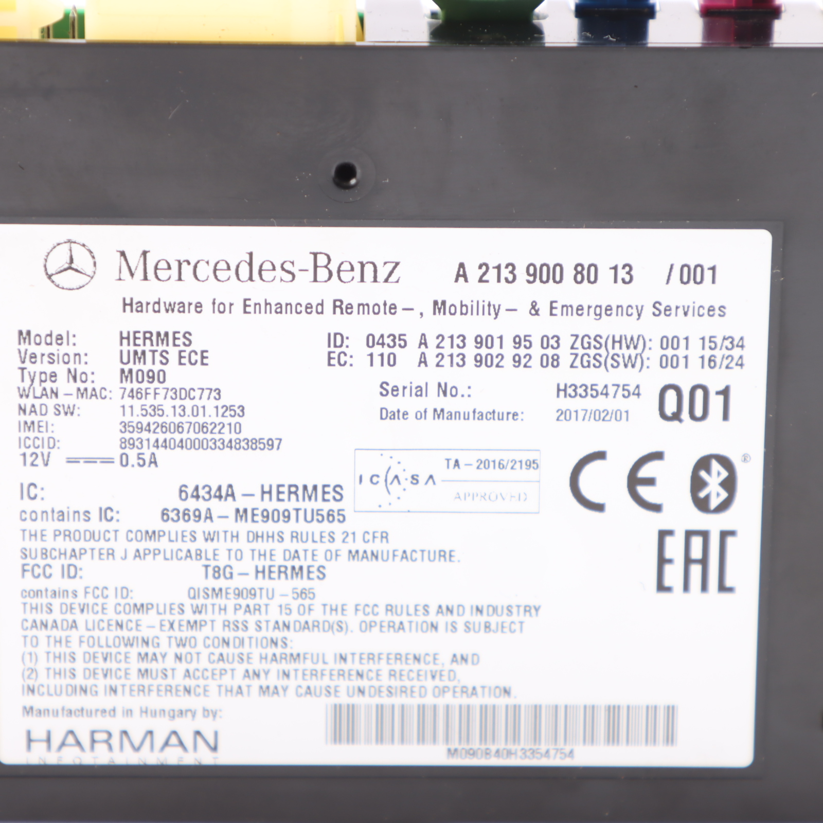 Module Bluetooth Mercedes W176 W213 Unité de contrôle A2139008013