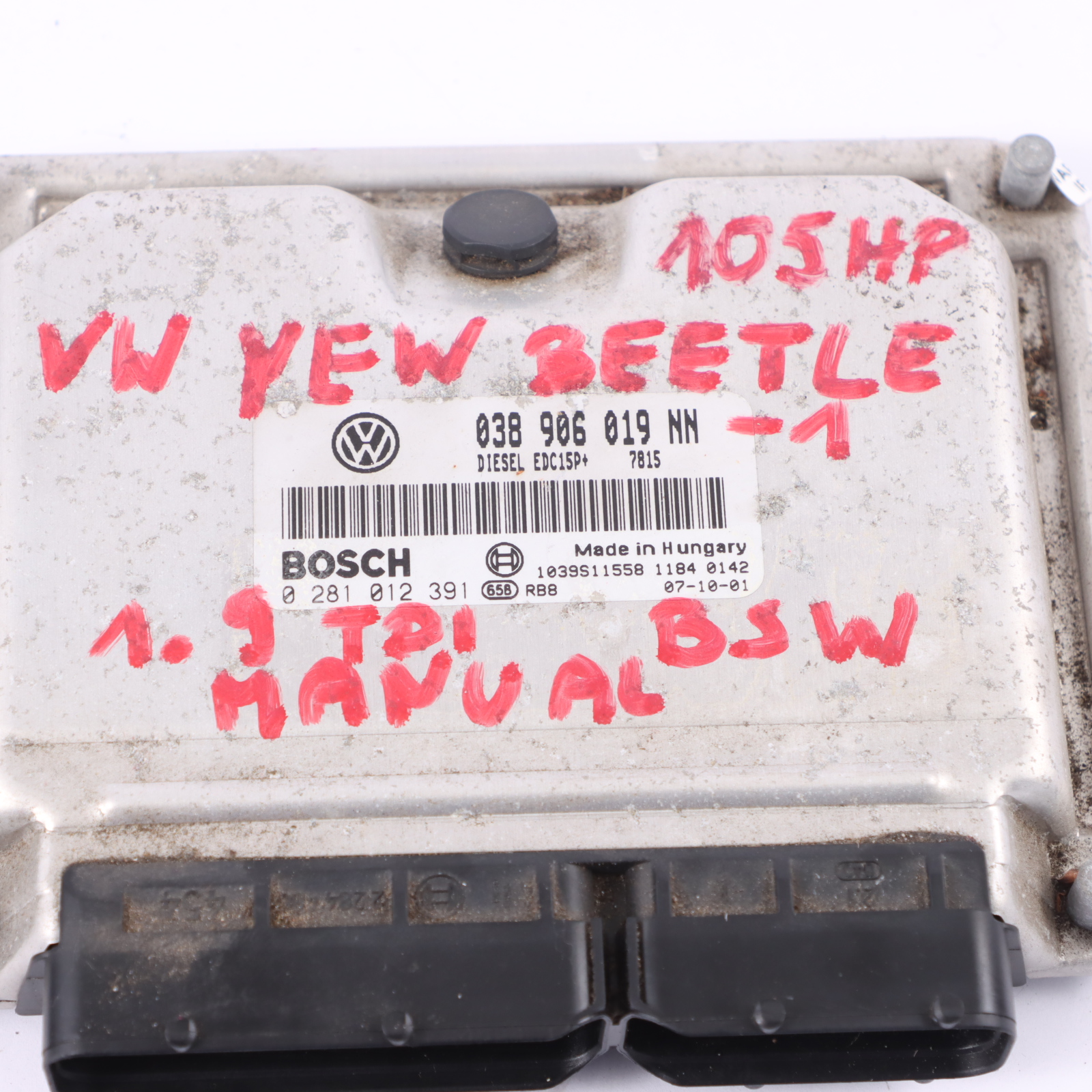 Volkswagen VW New Beetle 1.9 TDI BSW Kit ECU de l'unité moteur 038906019NN Clé