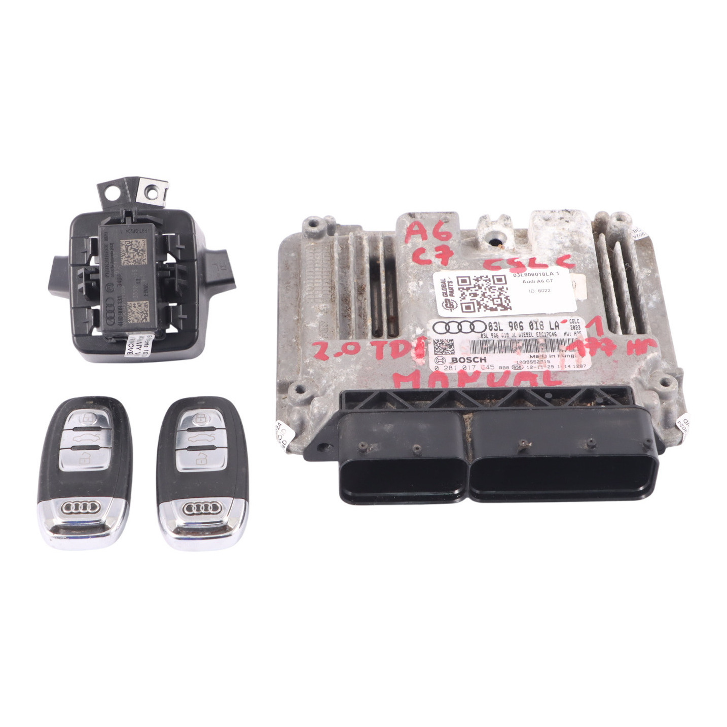 Audi A6 C7 2.0 TDI CGLC 177HP Unité moteur ECU Kit 03L906018LA 2 Clés d'allumage