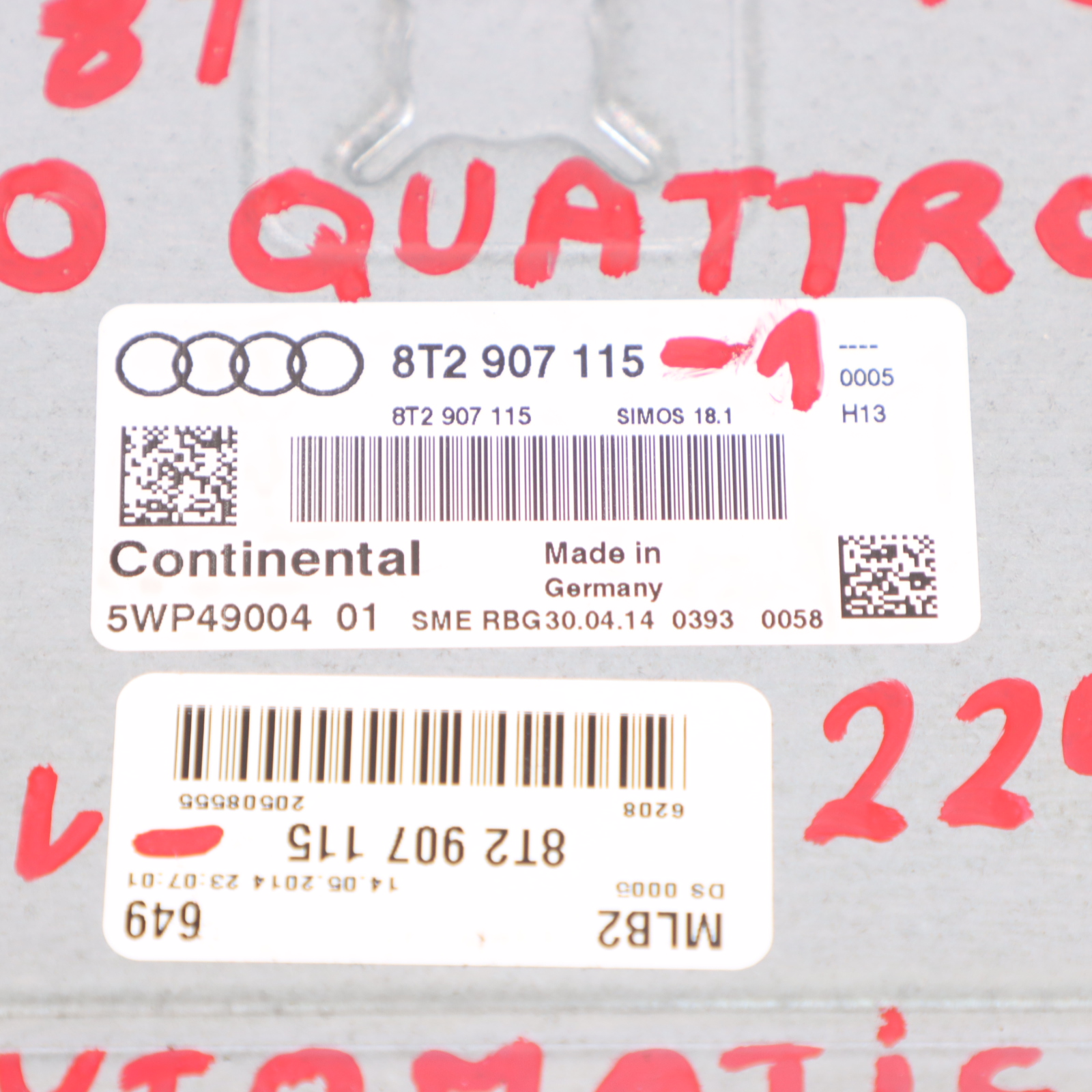 Audi A5 8T 2.0 TFSI CNCD Quattro 224CV Moteur ECU Kit 8T2907115 Allumage clé