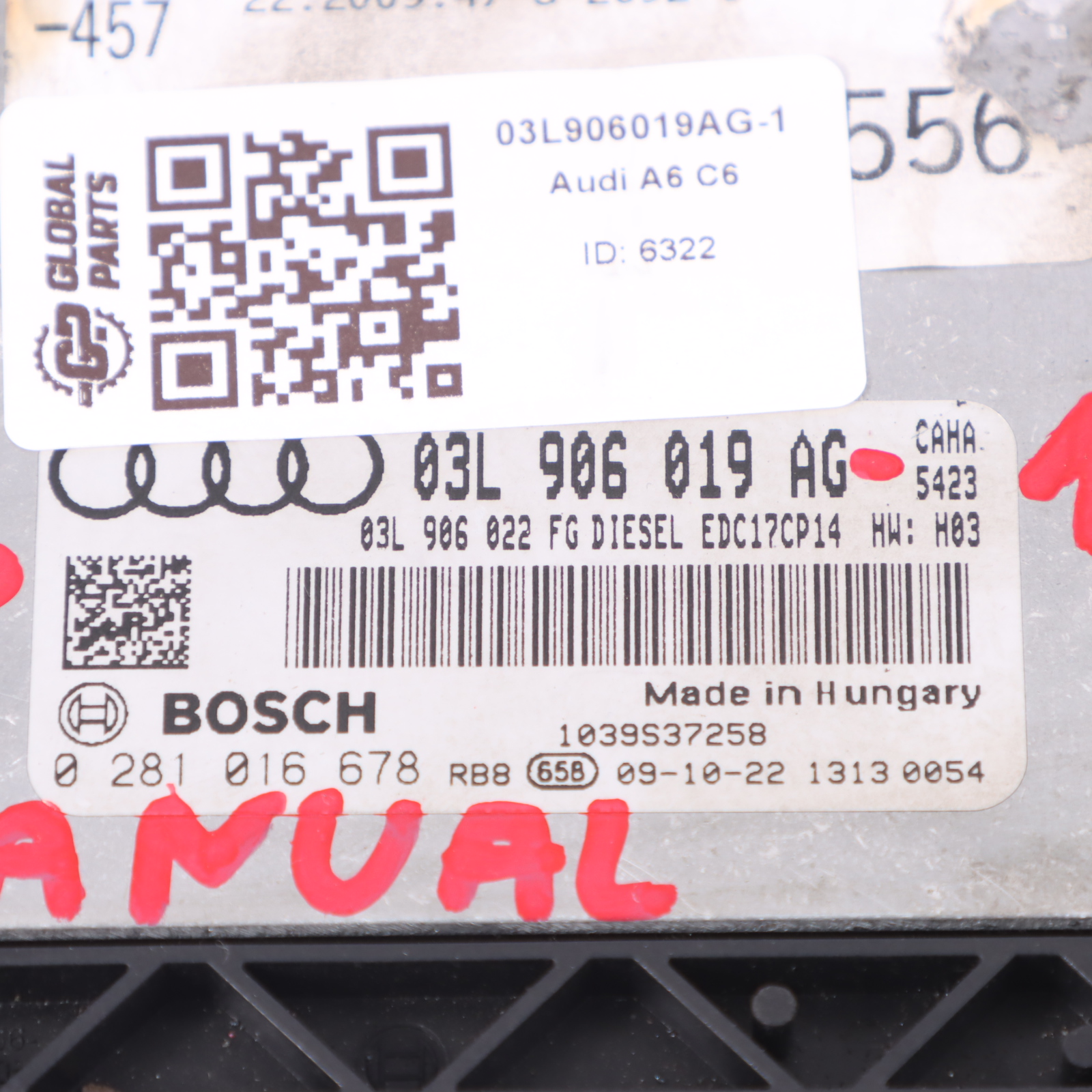 Audi A6 C6 2.0 TDI CAHA 170HP Moteur ECU Kit 03L906019AG Manuel la clé contact