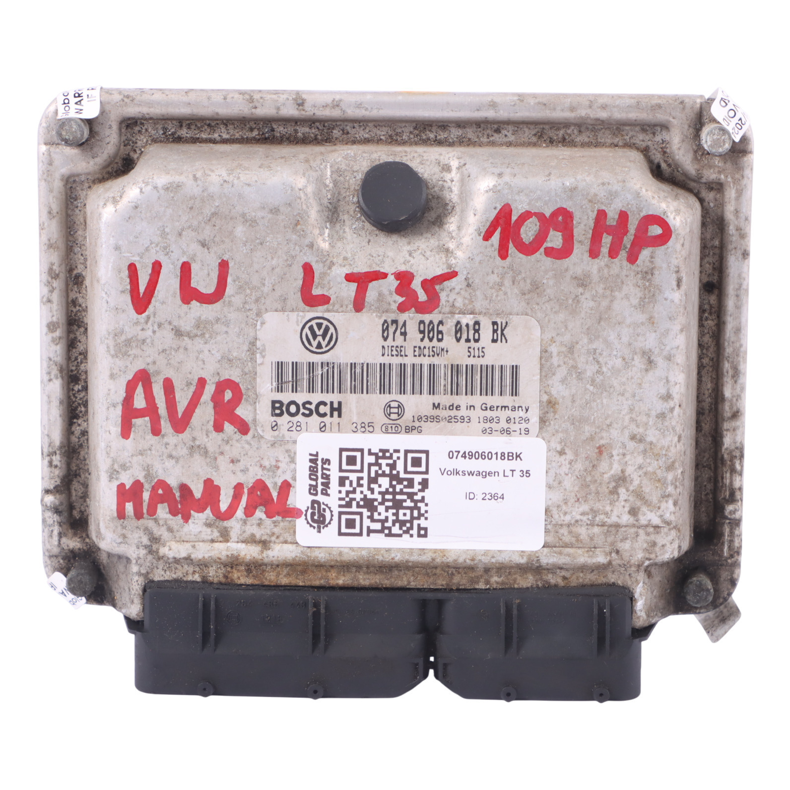 Volkswagen LT 35 2.5 TDI AVR 109HP Kit ECU 074906018BK Boîte vitesses manuelle