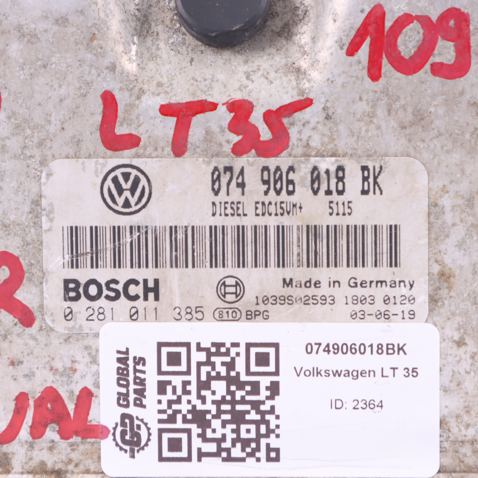 Volkswagen LT 35 2.5 TDI AVR 109HP Kit ECU 074906018BK Boîte vitesses manuelle