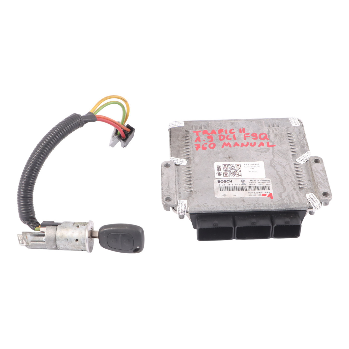 Renault Trafic II F83 1.9 DCI F9Q 760 Kit ECU moteur 8200204836 verrouillage