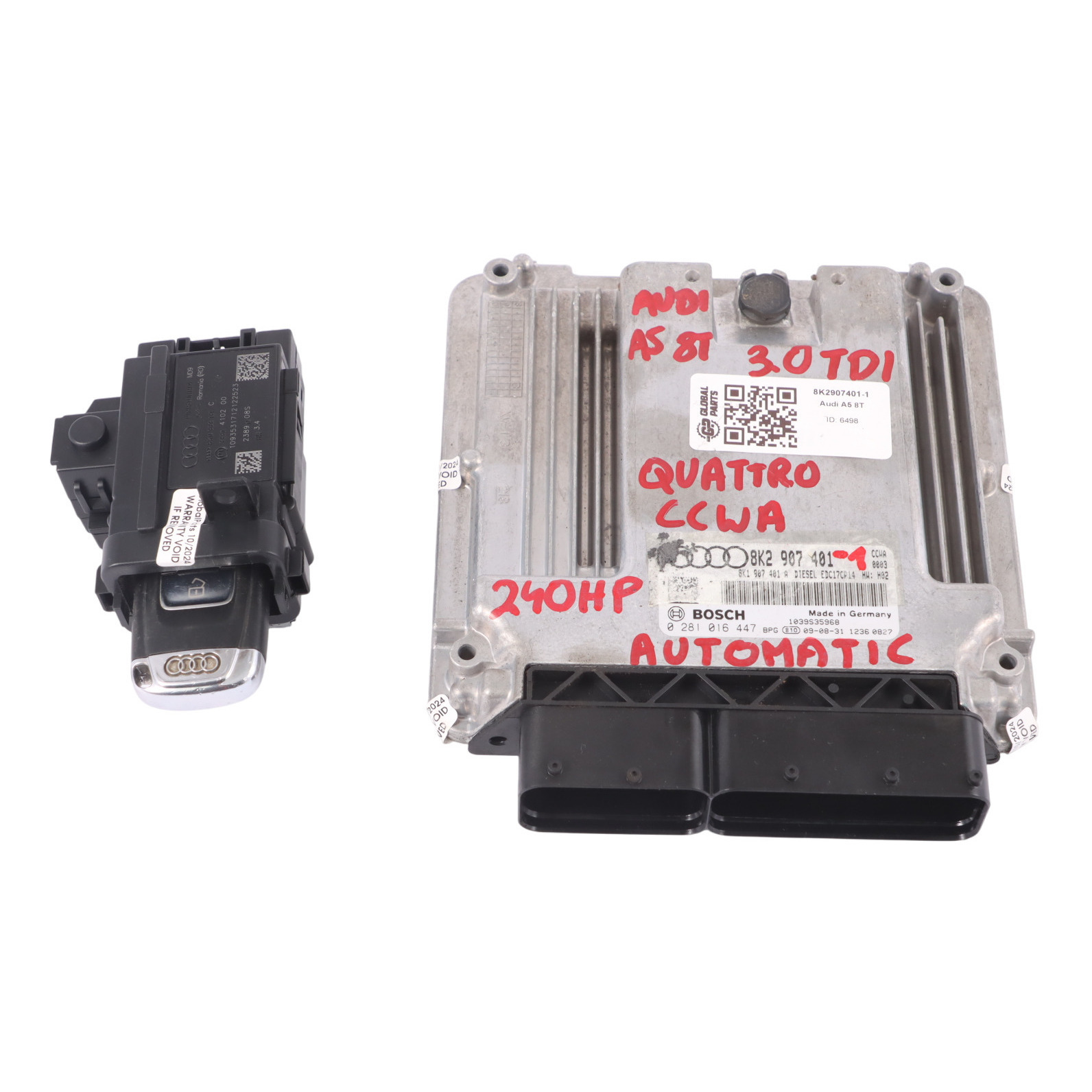 Audi A5 8T 3.0 TDI CCWA 240HP Moteur ECU Kit 8K0907401 Clé contact automatique