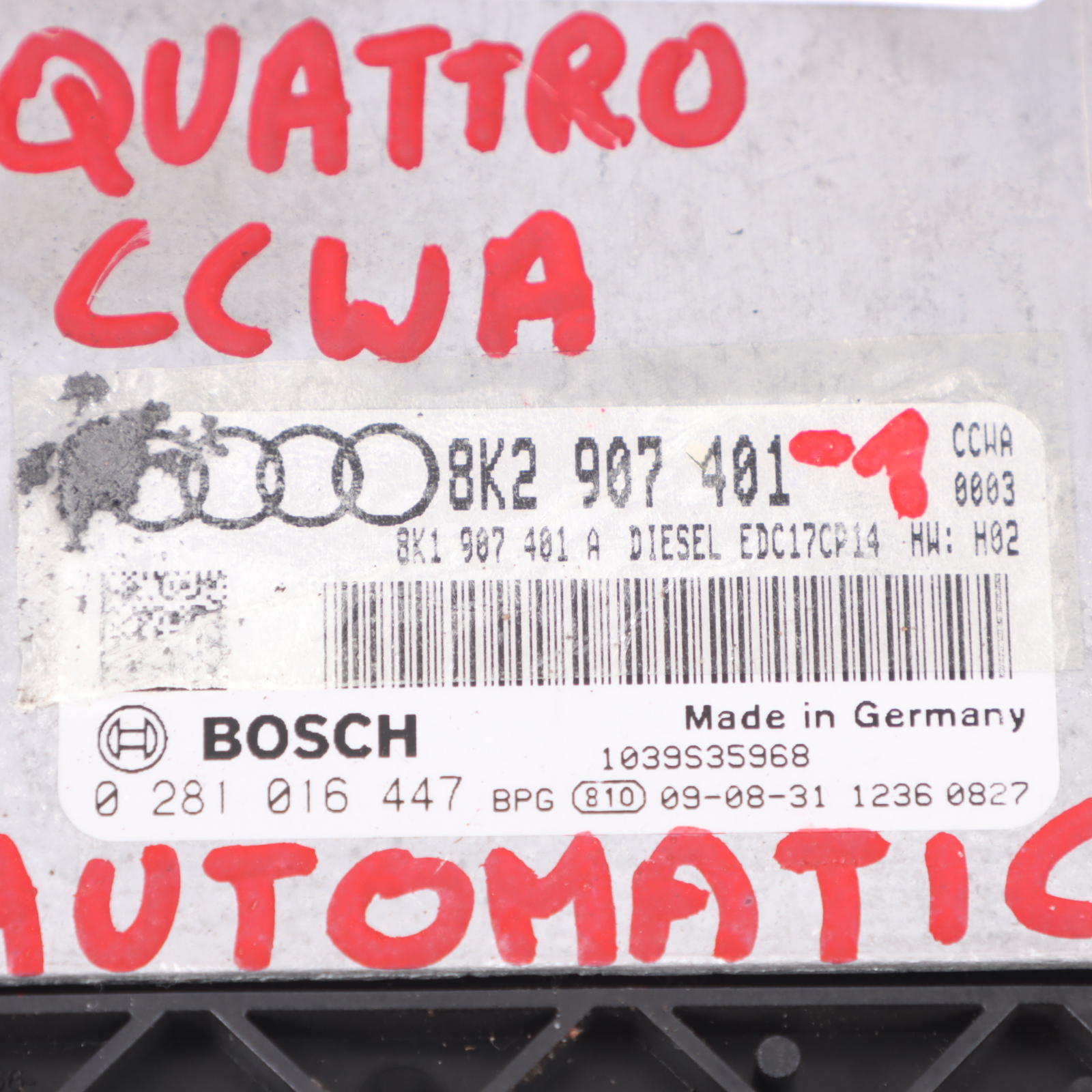 Audi A5 8T 3.0 TDI CCWA 240HP Moteur ECU Kit 8K0907401 Clé contact automatique