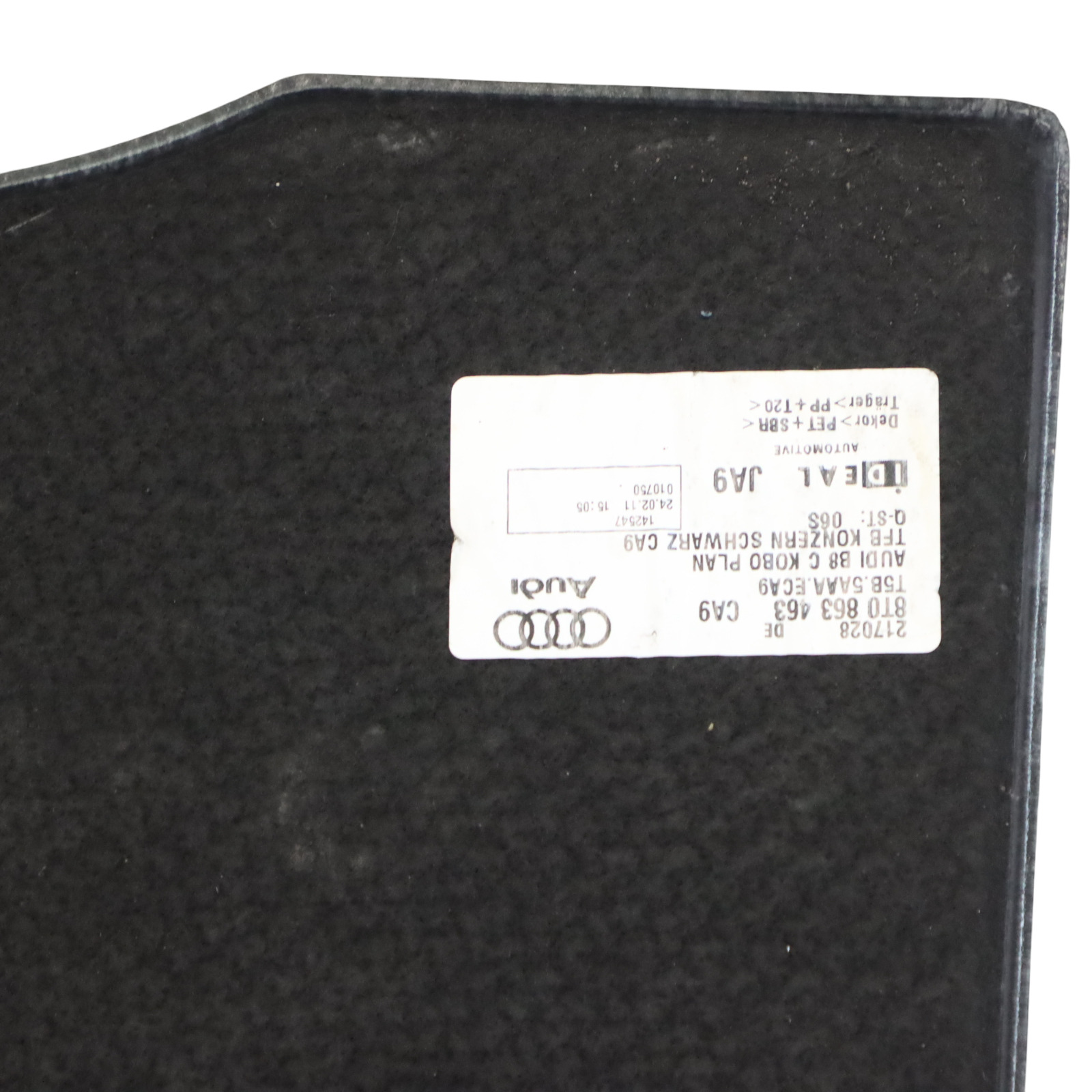 Audi A3 8P Tapis de coffre de voiture Noir Housse de roue secours 8P0863463