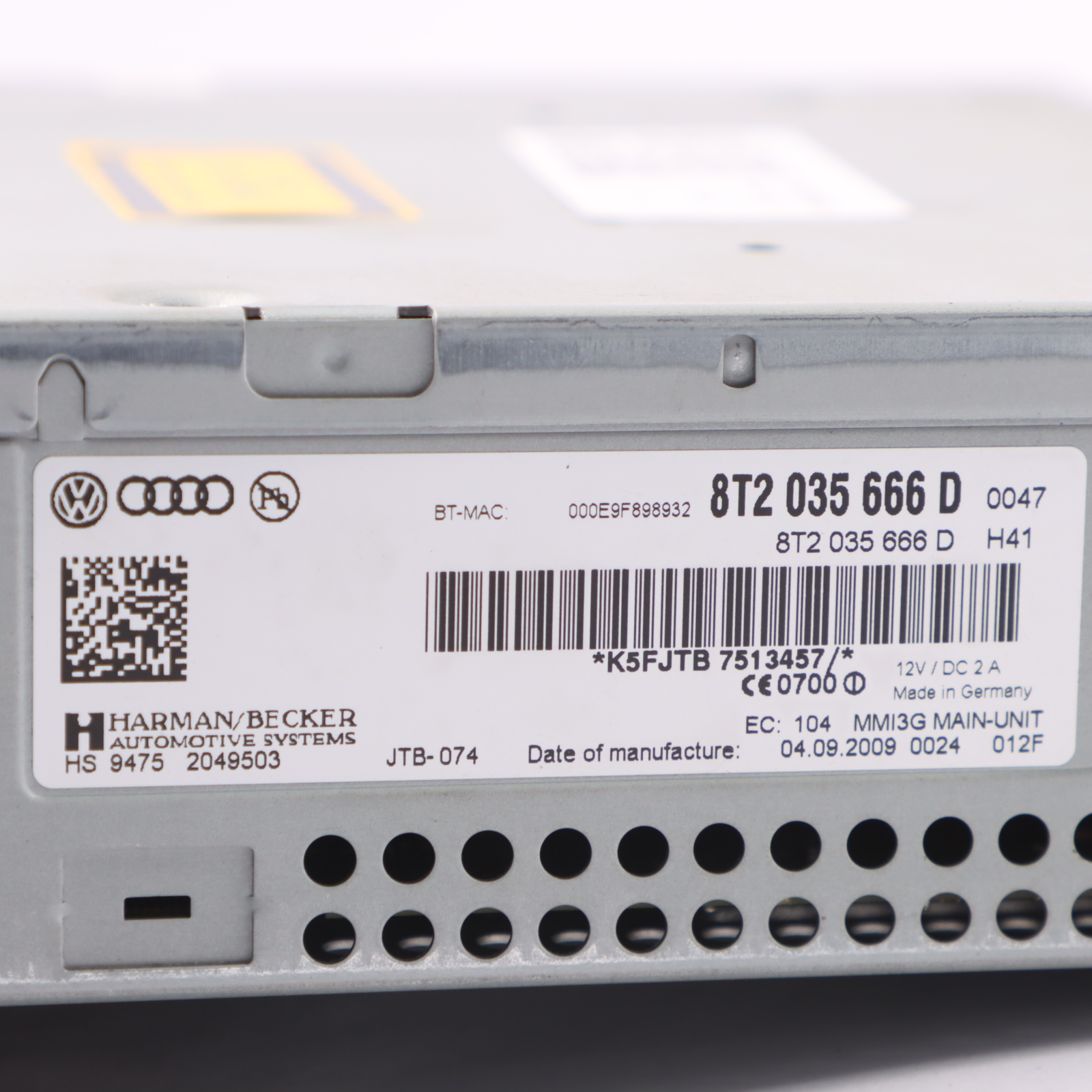 Audi A5 8T Lecteur CD Radio Multimédia MMI Head Unit ECU 8T2035666D