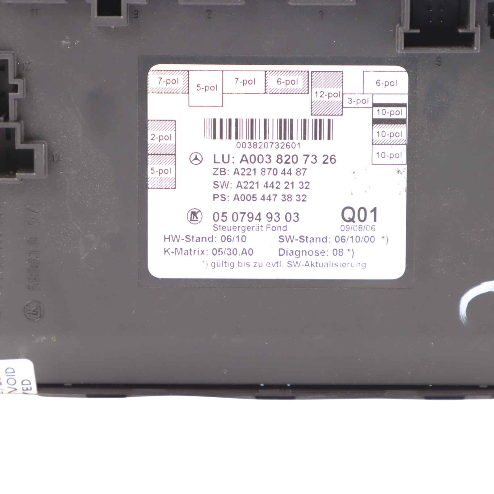 Mercedes W221 Unité contrôle module de la porte arrière gauche ECU A0038207326