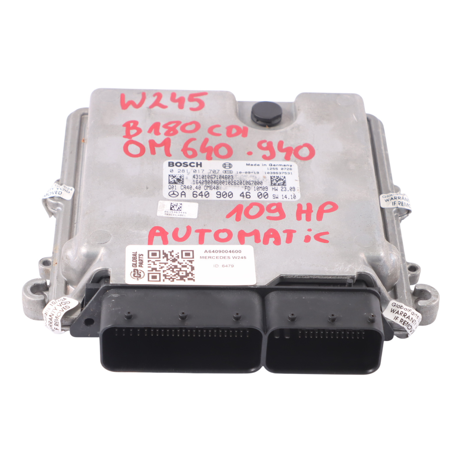 Mercedes W245 B180 CDI 640.940 Unité contrôle moteur ECU A6409004600 Automatique