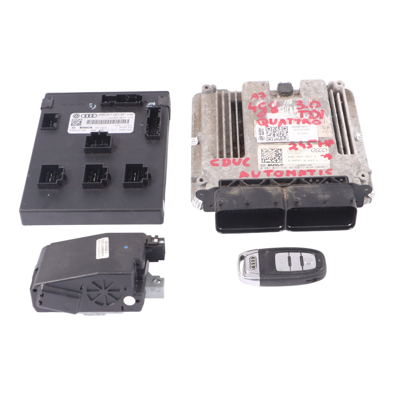 Audi A7 4G 3.0 TDI CDUC Quattro Kit ECU moteur BCM Clé d'allumage 04L907445G