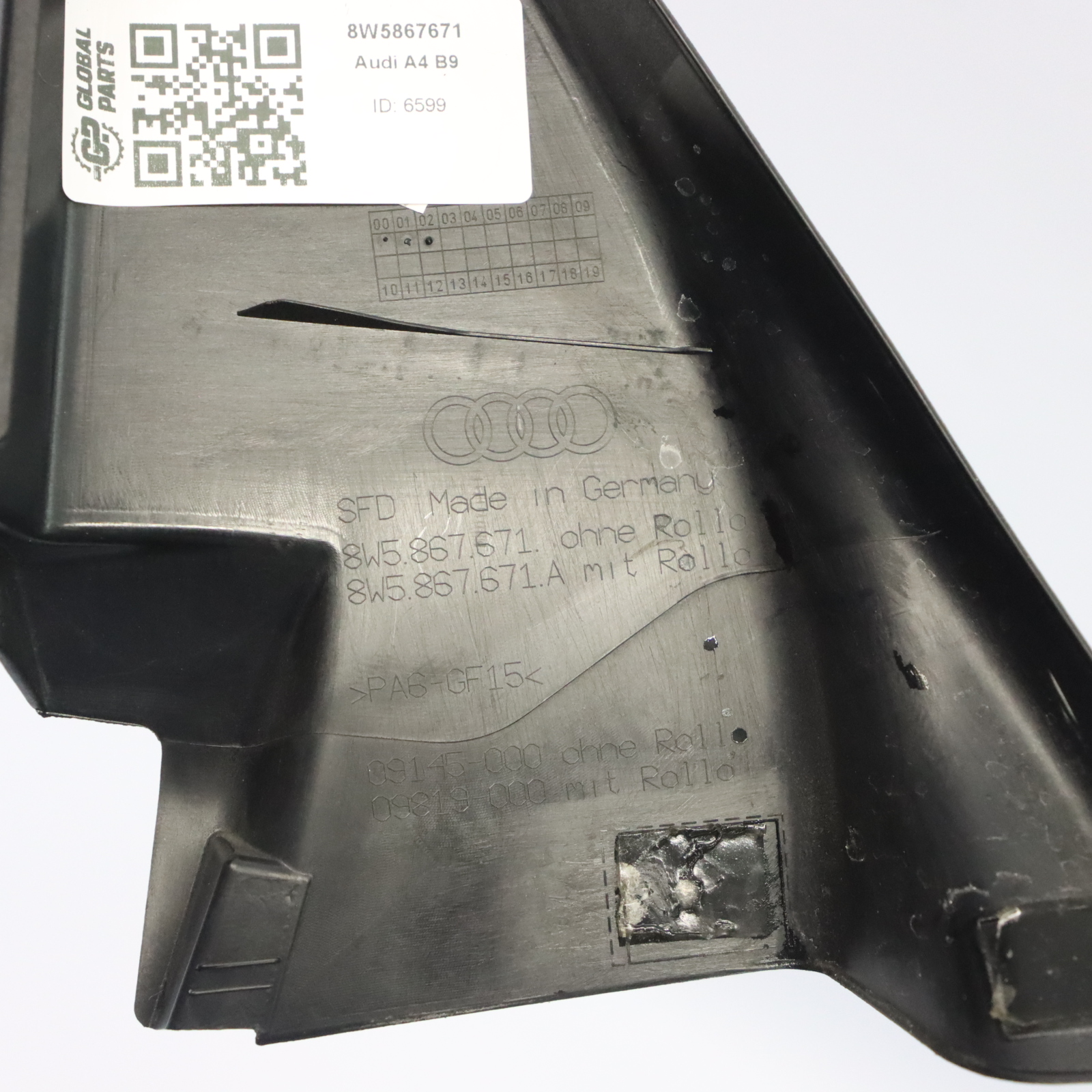 Audi A4 B9 Cadre de Fenêtre Arrière Porte Gauche Cache Joint Guide 8W5867671