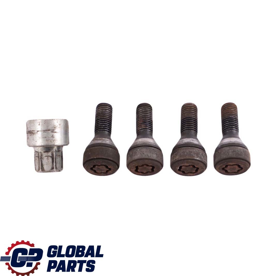 BMW X1 1 3 E60 E84 E87 E90 Set Of Four Wheel Bolt Black With Adapter Security