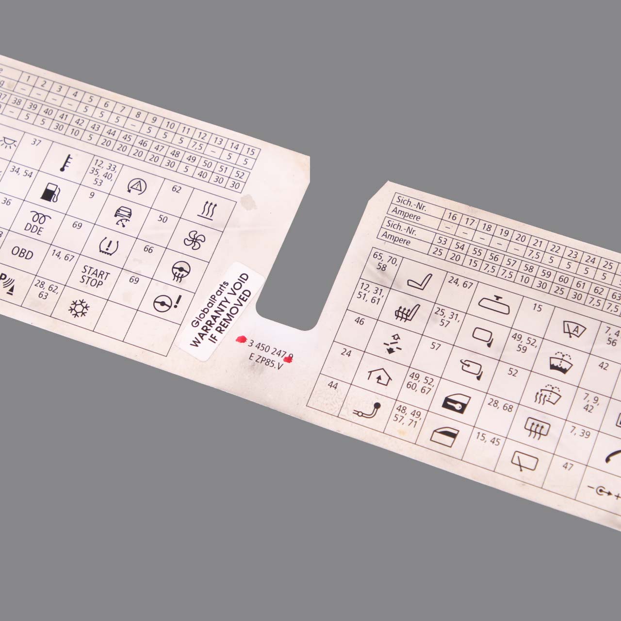 BMW X3 E83 LCI Map Card Fuse Box Grouping Diagram 3450247