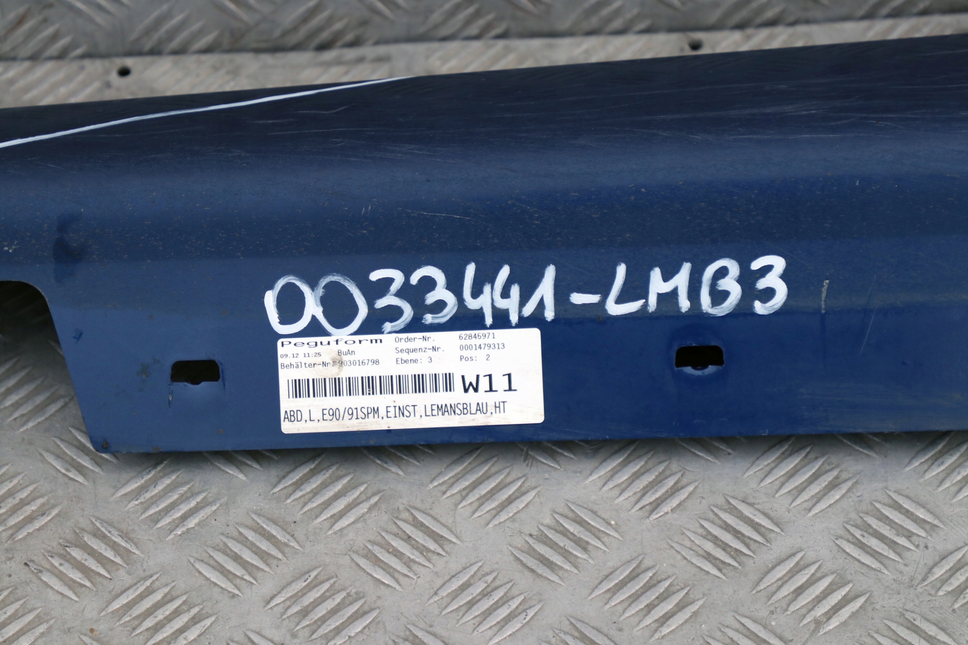 BMW 3 E90 E91 M Sport Bas de Porte Couverture Seuil a Gauche Du Mans Bleu -