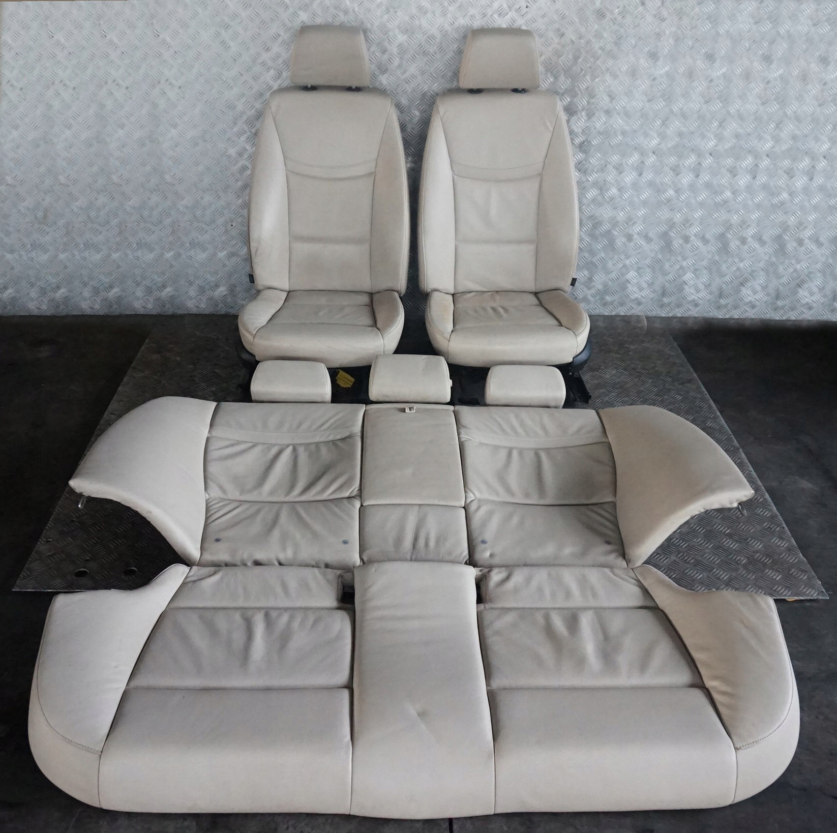 BMW 3 Series E90 LCI Heated Oyster Leather Interior Seats with Airbag Door Card