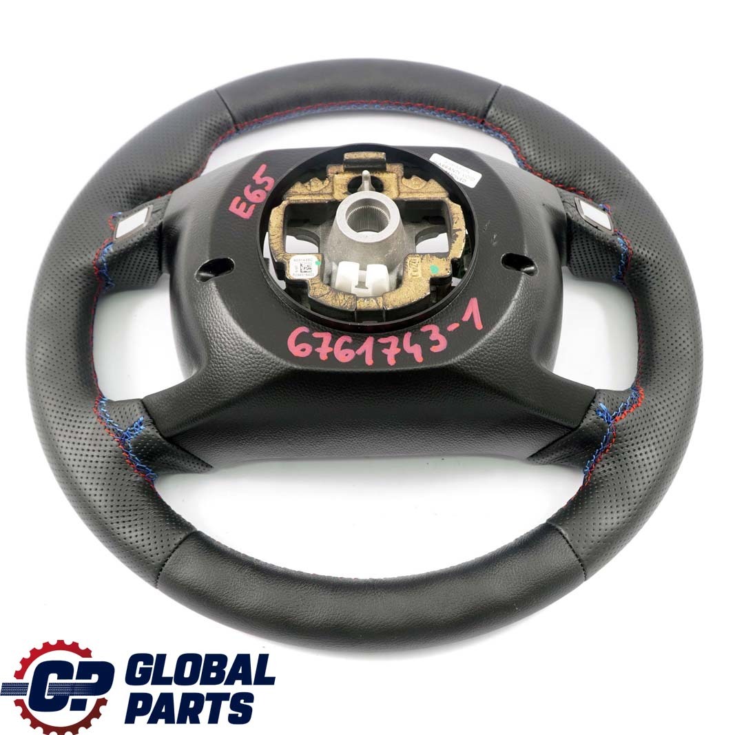 BMW 7 Series E65 NEW Black Leather Steering Wheel Black M Tricoloured Threads