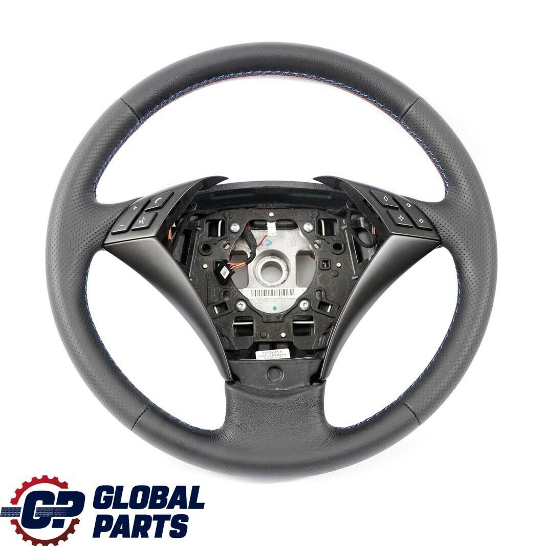 BMW 5 Series E60 E61 Black New Leather Steering Wheel M-tricolored