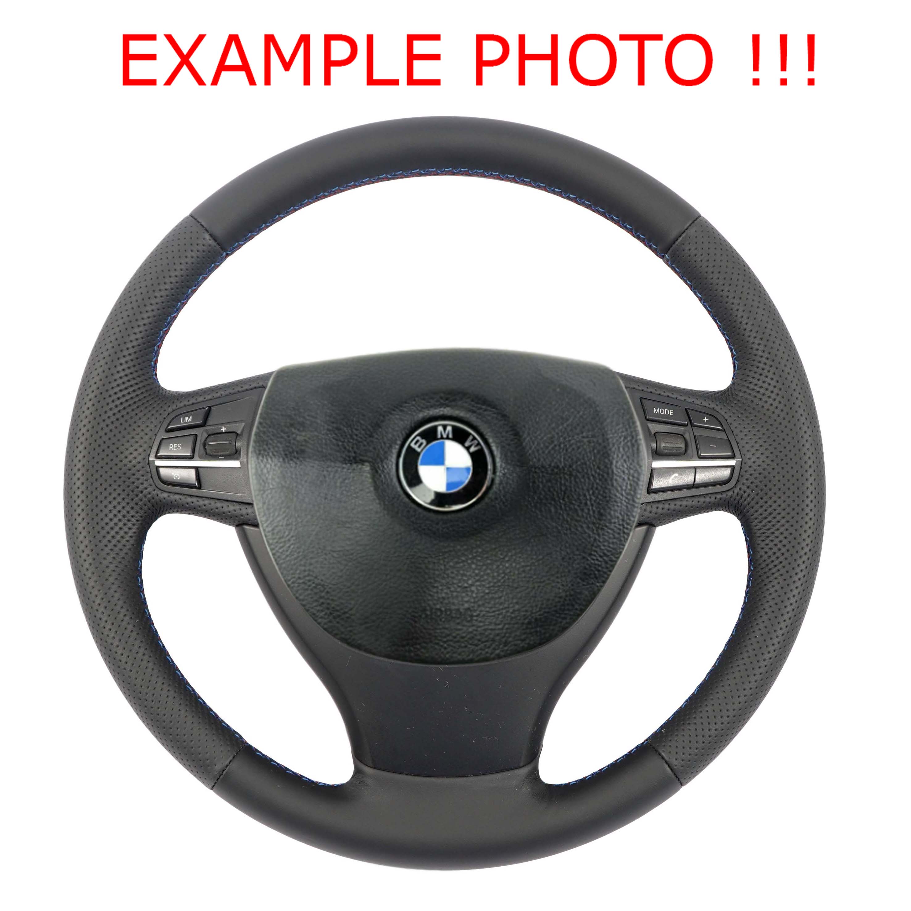 BMW F01 F02 F07 GT F10 F11 NEW Black Leather Steering Wheel M-tricolored Threads