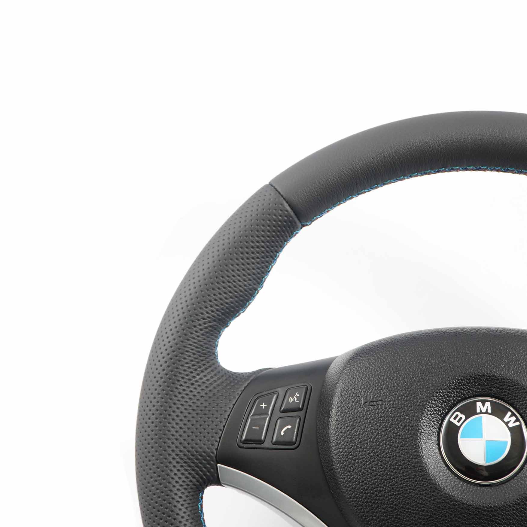 BMW E81 E82 E87 E90 E91 E92 NEW Black Leather M Sport Look Steering Wheel Trim