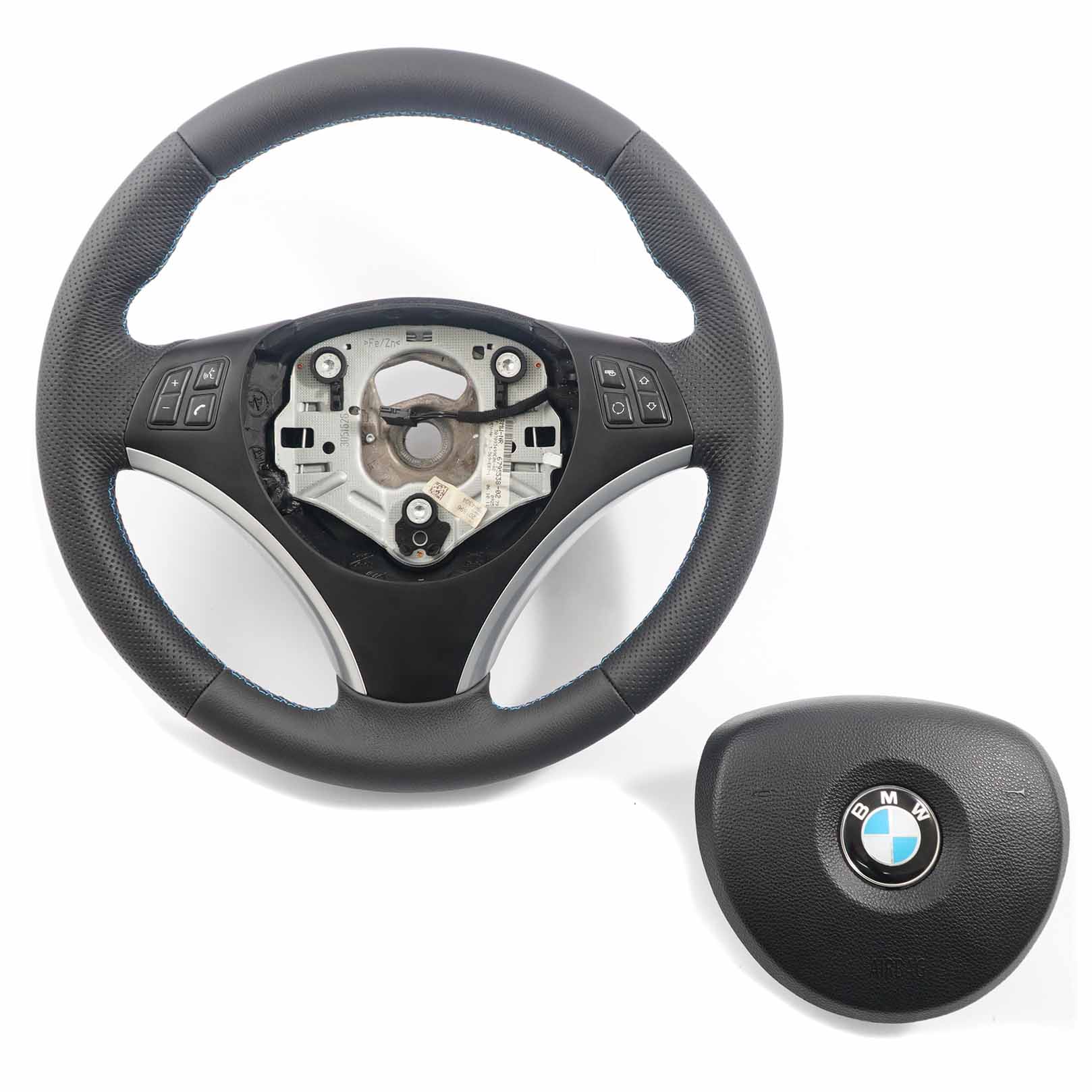 BMW E81 E82 E87 E90 E91 E92 NEW Black Leather M Sport Look Steering Wheel Trim