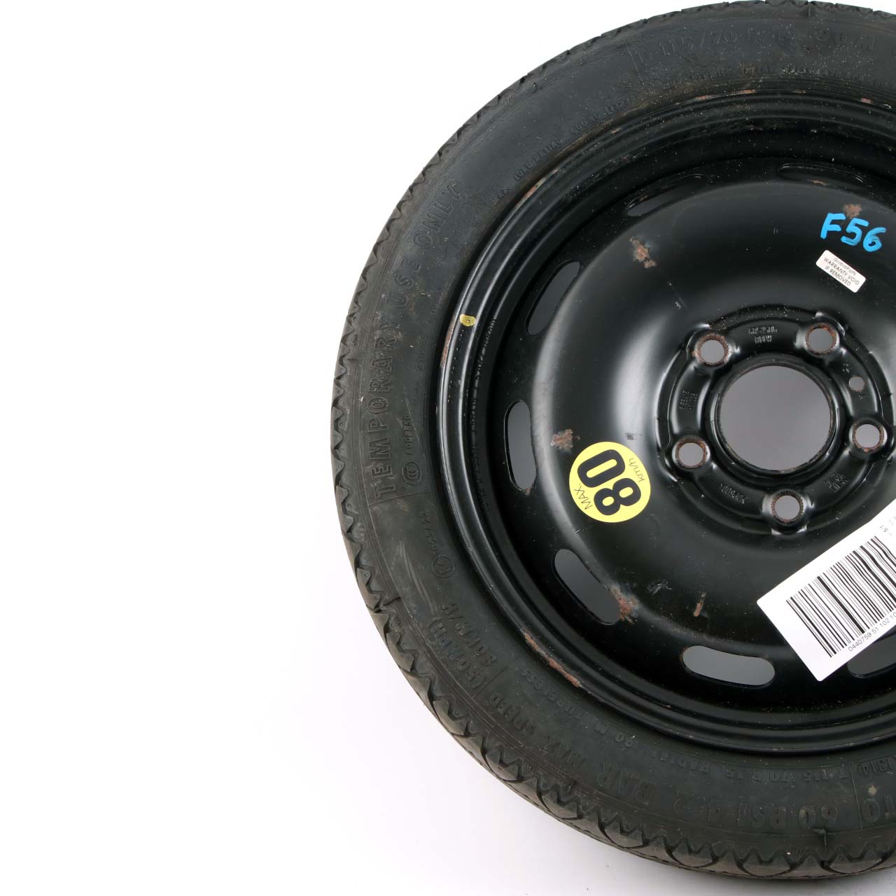 Roue de secours Mini F55 F56 Compact Acier noir 115/70 R15 3,5J ET:28 6851506