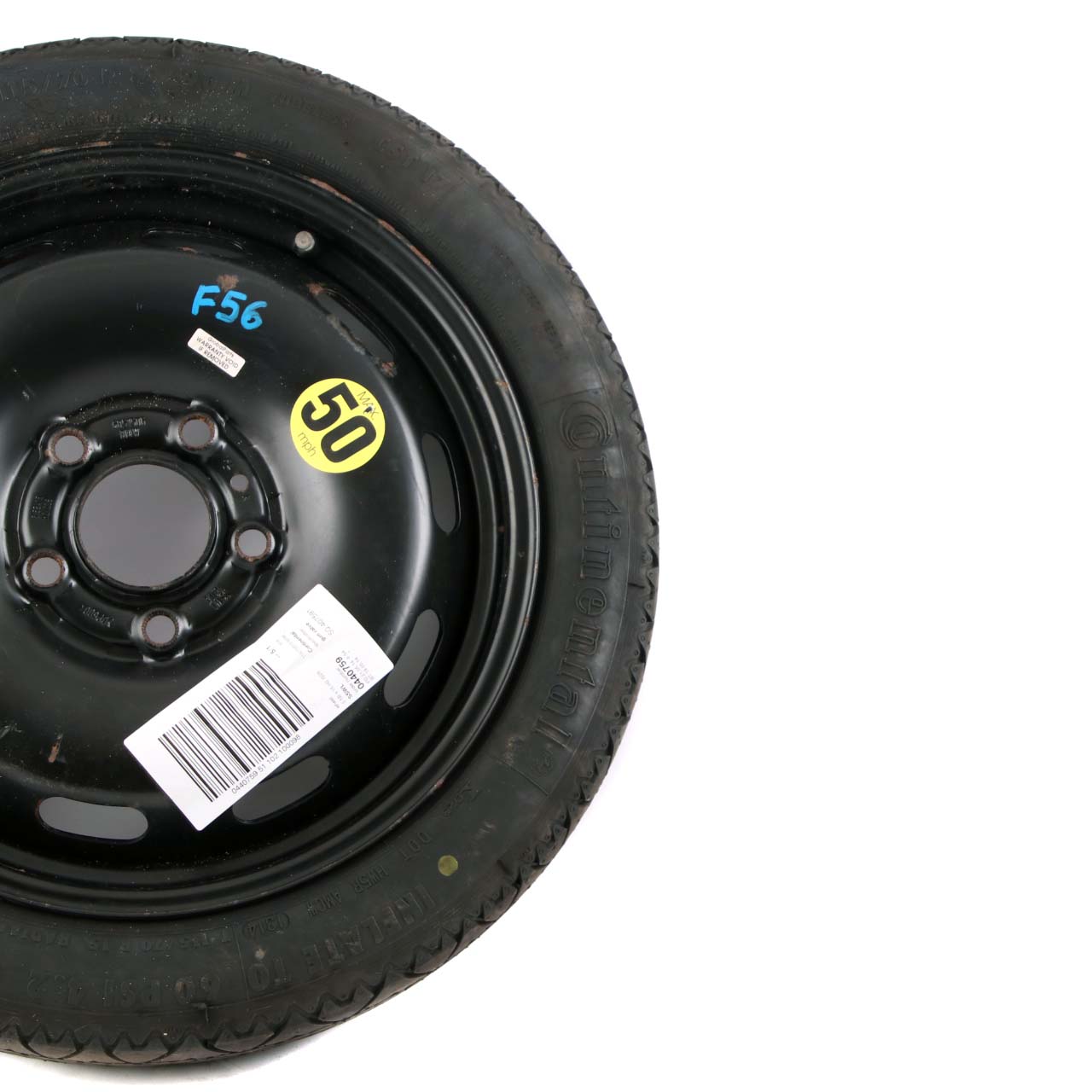 Roue de secours Mini F55 F56 Compact Acier noir 115/70 R15 3,5J ET:28 6851506