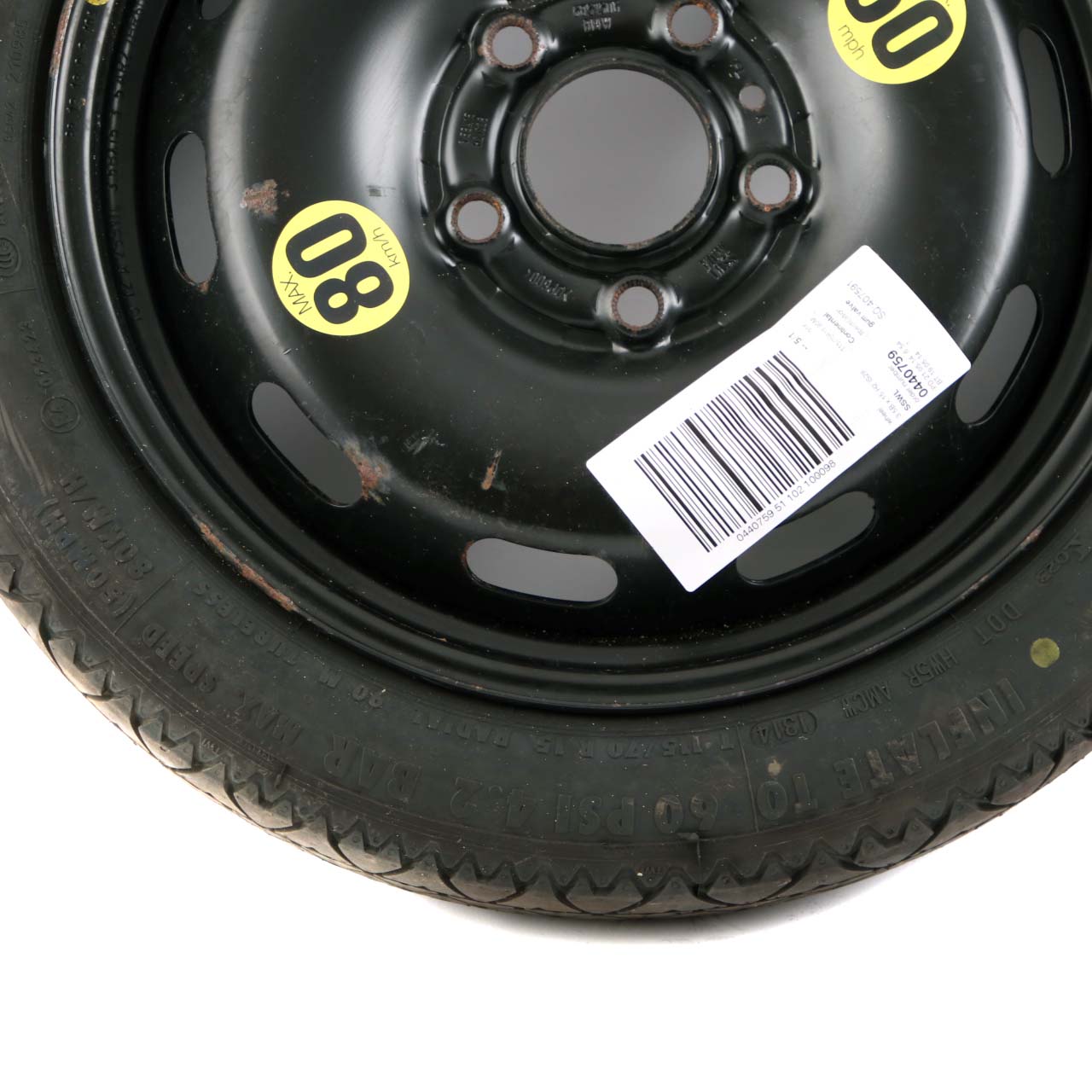 Roue de secours Mini F55 F56 Compact Acier noir 115/70 R15 3,5J ET:28 6851506