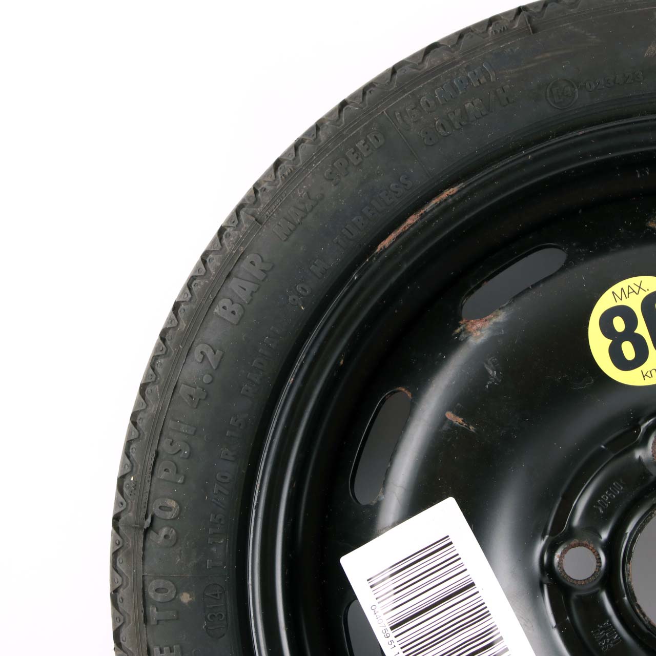 Roue de secours Mini F55 F56 Compact Acier noir 115/70 R15 3,5J ET:28 6851506