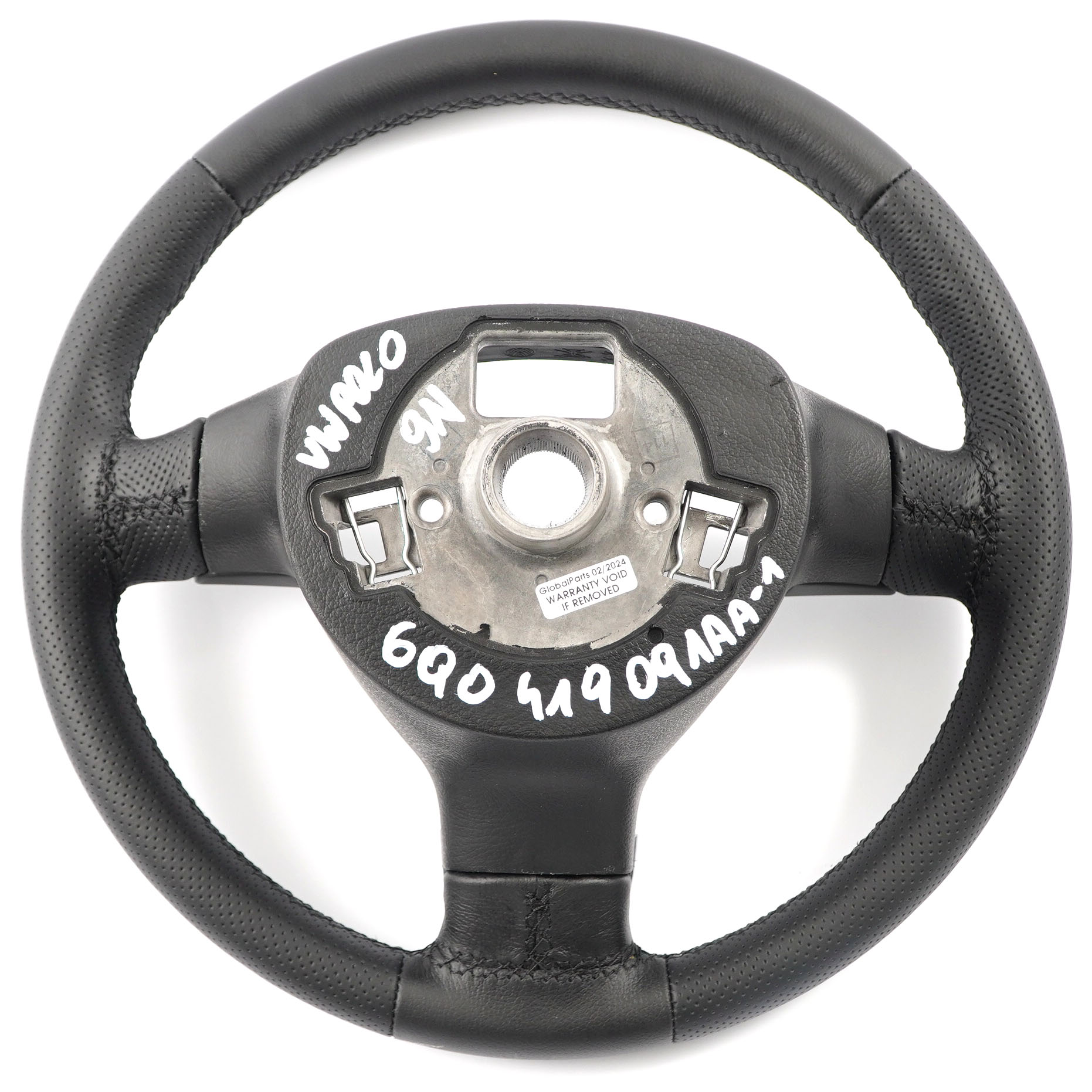 VW Volkswagen Polo IV 9N NEW Black Leather Steering Wheel 6Q0419091AA