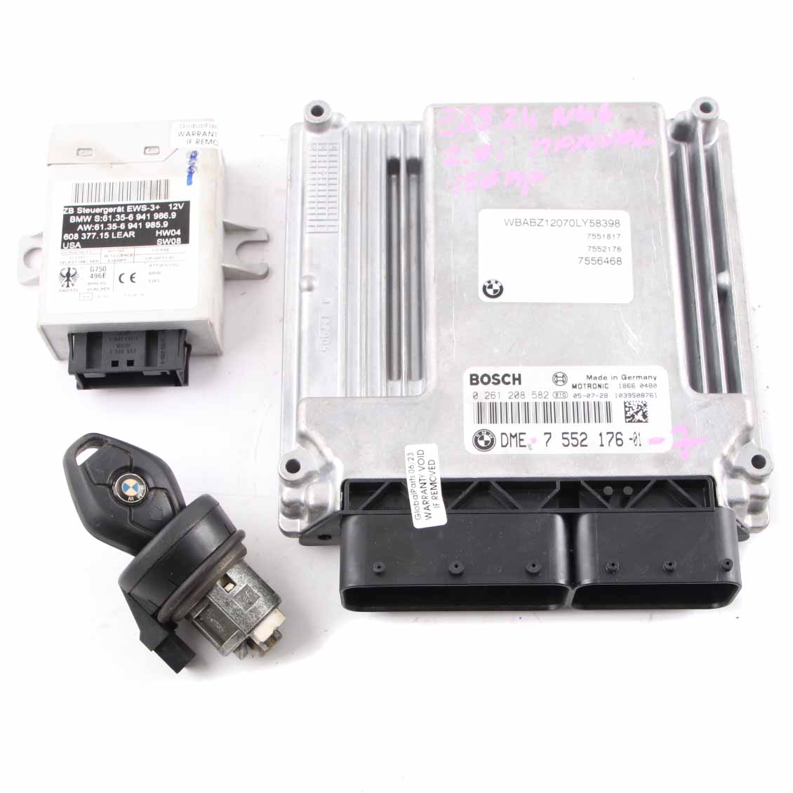 BMW Z4 E85 2.0i N46 150HP ECU Kit De Contrôle Moteur DME 7552176 CAS2 Key Manual