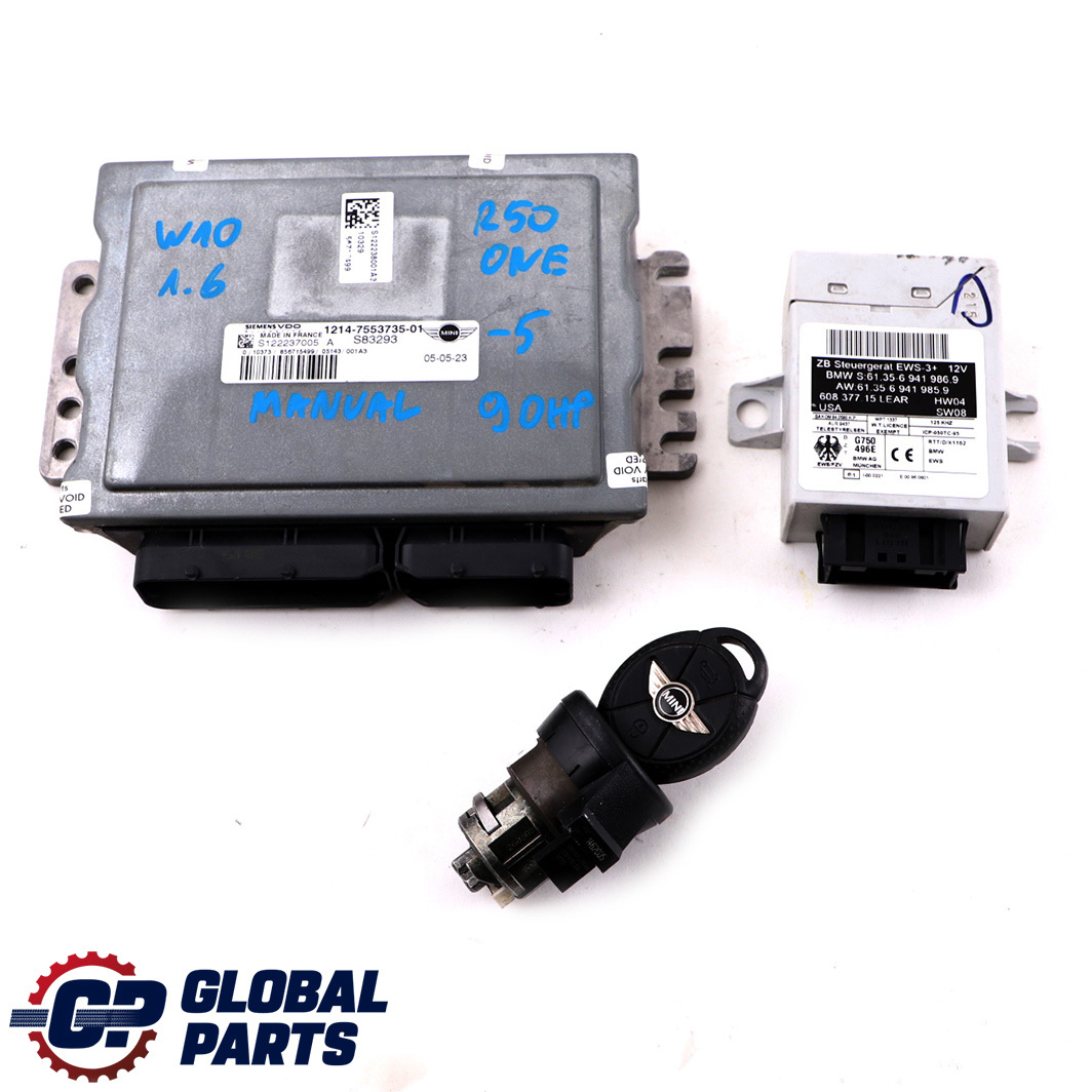 MINI R50 R52 One 1.6i 90HP Engine ECU Kit DME 7553735 + Key + EWS Manual