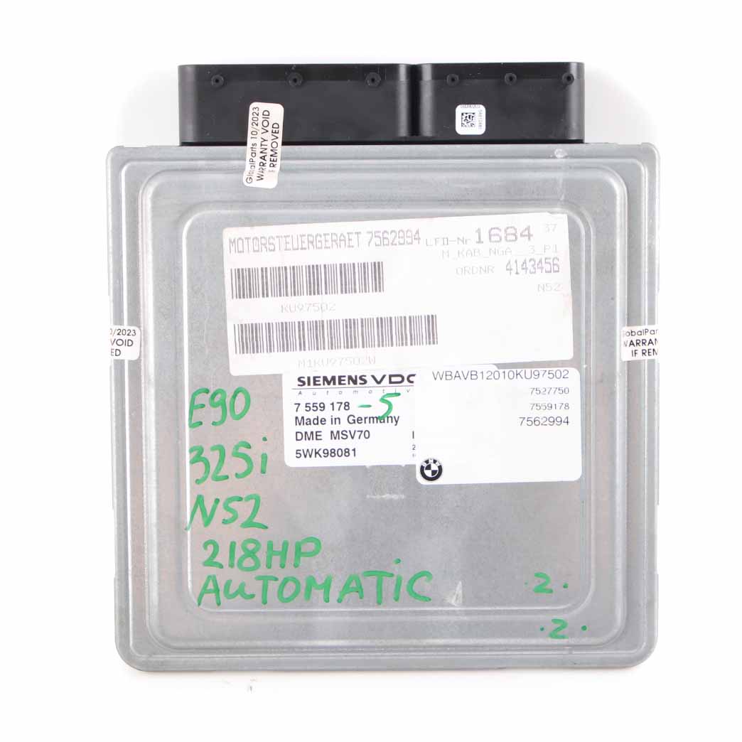 BMW E60 525i E90 E91 325i N52 Engine ECU Kit DME 7559178 CAS2 + Key Automatic