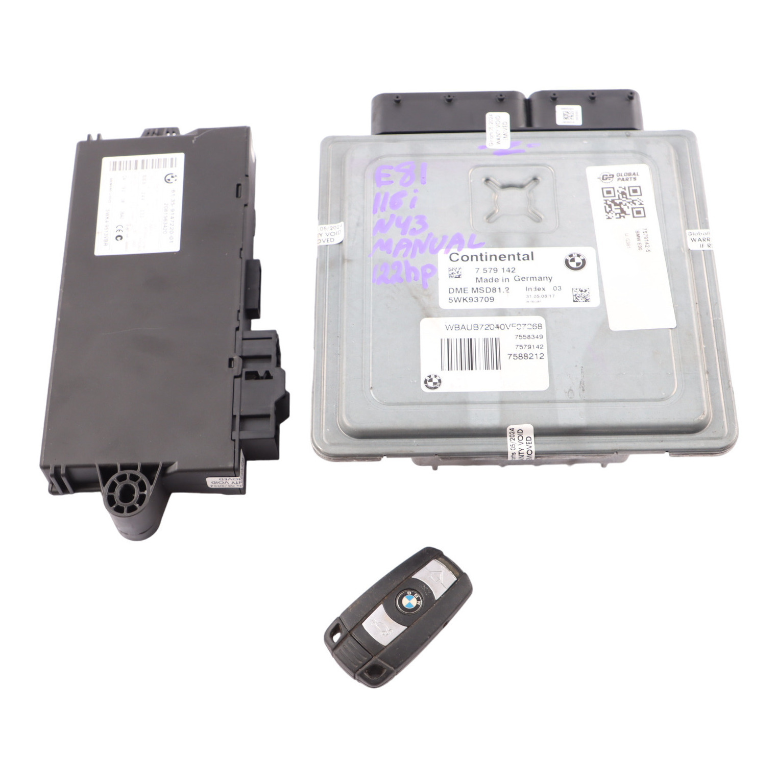 BMW E87 LCI E90 116i 316i 1.6 Essence N43 ECU Kit DME CAS3 Clé 7579142