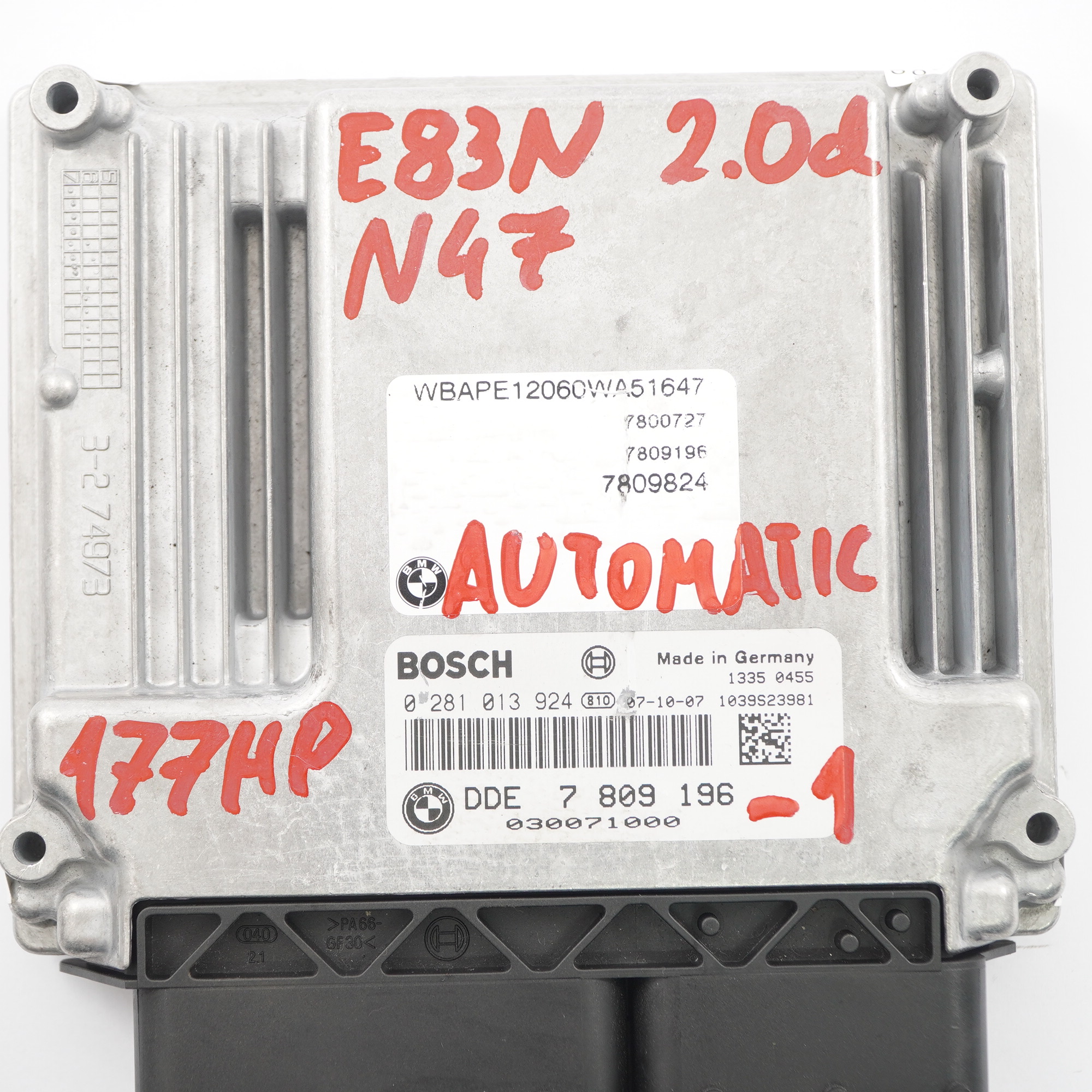 BMW X3 E83 LCI 2.0d N47 Engine ECU Module Kit DDE 7809196 + EWS + Keys Automatic