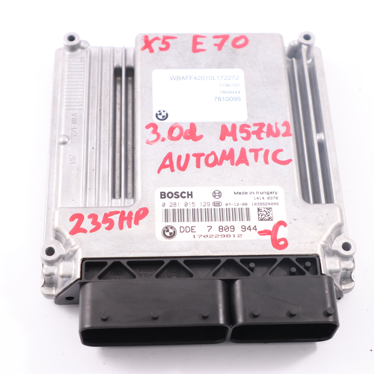 BMW X5 E70 3.0d M57N2 235HP KIT ECU moteur DDE 7809944 CAS3 Clé Automatique