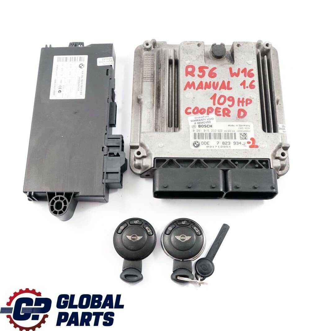 Mini Cooper D R55 R56 Diesel W16 1.6 109HP ECU Kit DDE 7823934 CAS3 Keys Manual