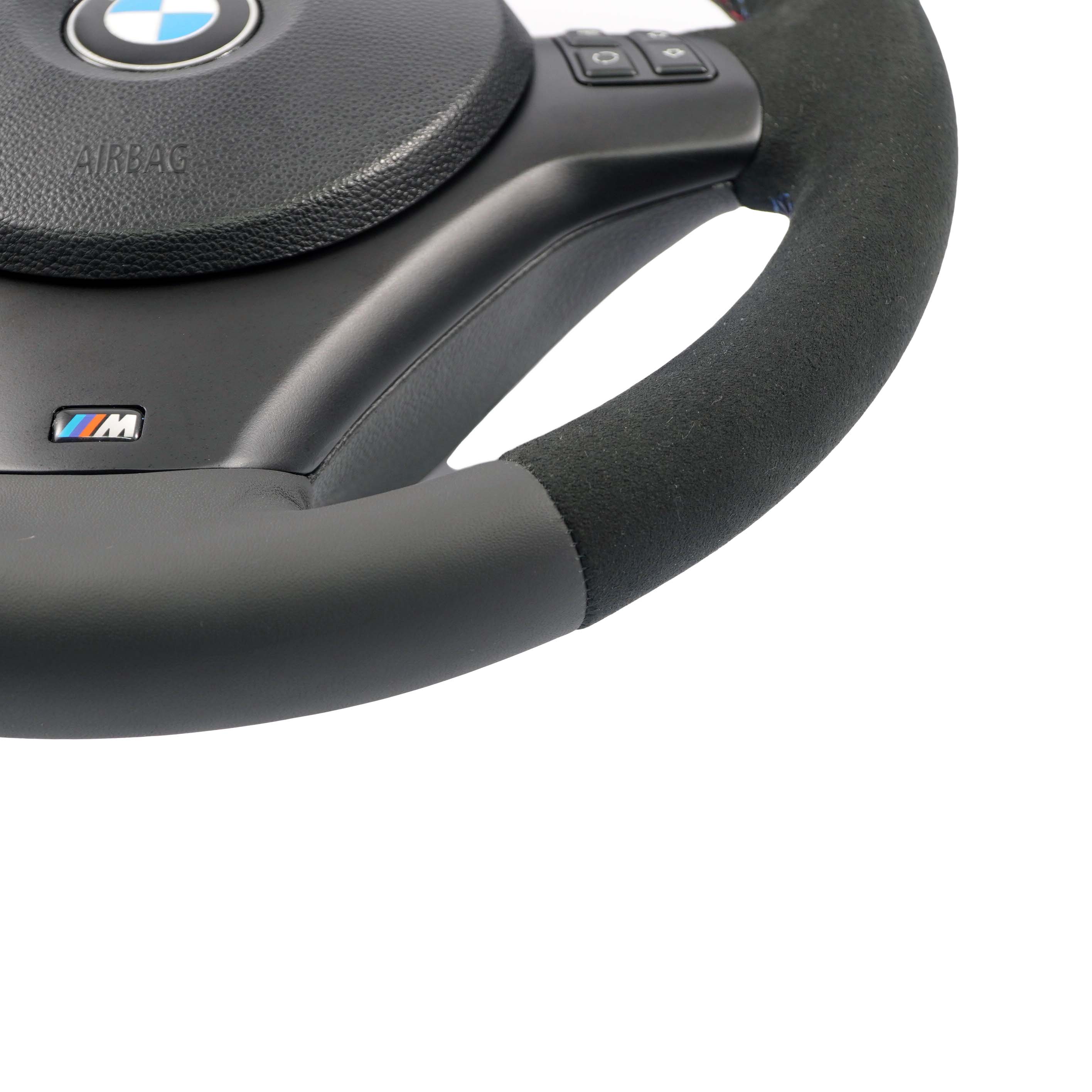 BMW E87 E90 E91 E92 NEW Black Leather / Alcantara M-Sport Steering Wheel Thick 