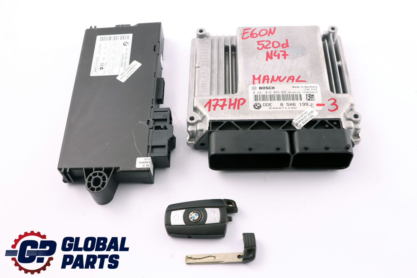 BMW 5 Series E60 E61 LCI 520d Diesel N47 Engine ECU Kit DDE 8506199 CAS 3 + Key