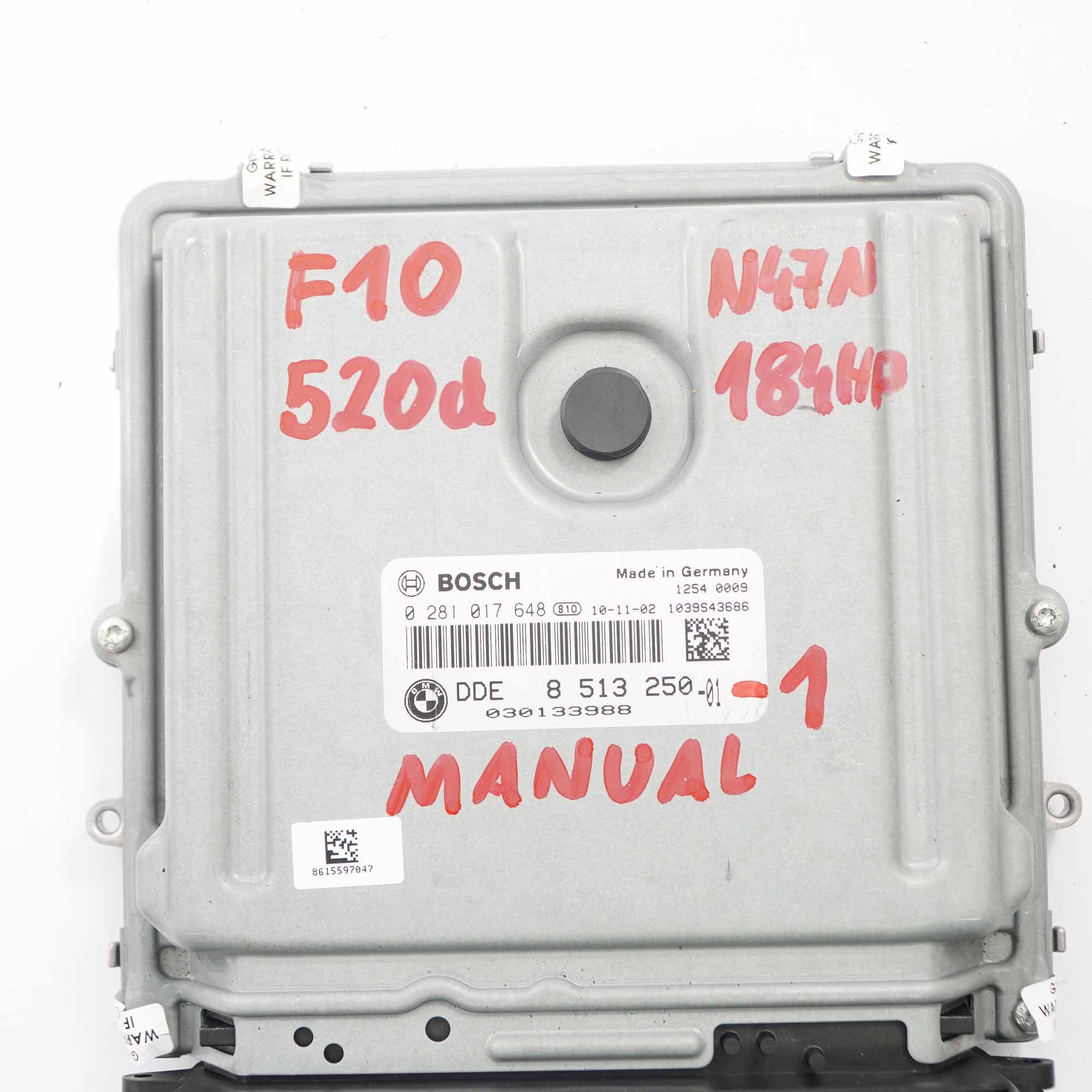 BMW F10 F11 520d Diesel N47N 184HP Engine ECU Kit DDE 8513250 CAS 4 + Key Manual